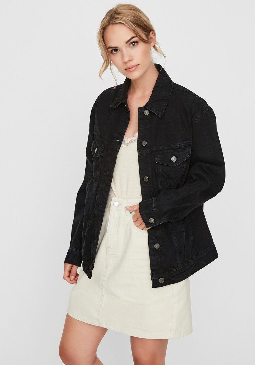 vero moda jeansjack vmkatrina in oversized model zwart
