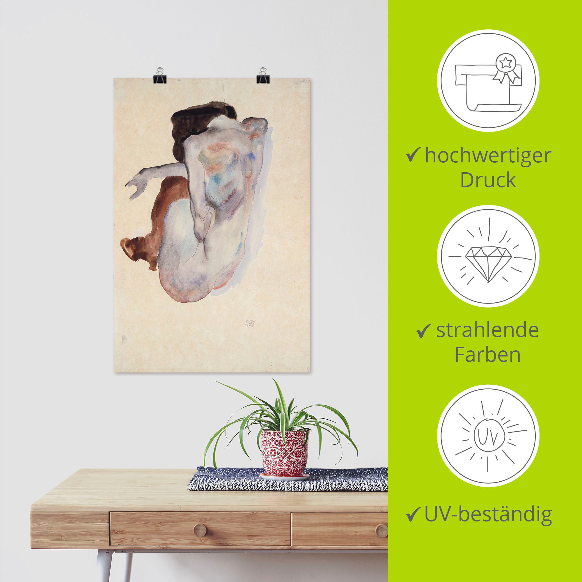 Artland Artprint Gehurkte naakt met schoenen als poster in verschillende formaten maten