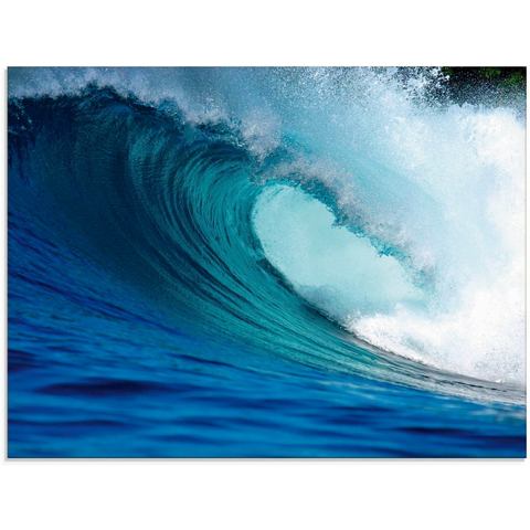 Artland print op glas Blaue Surfwelle