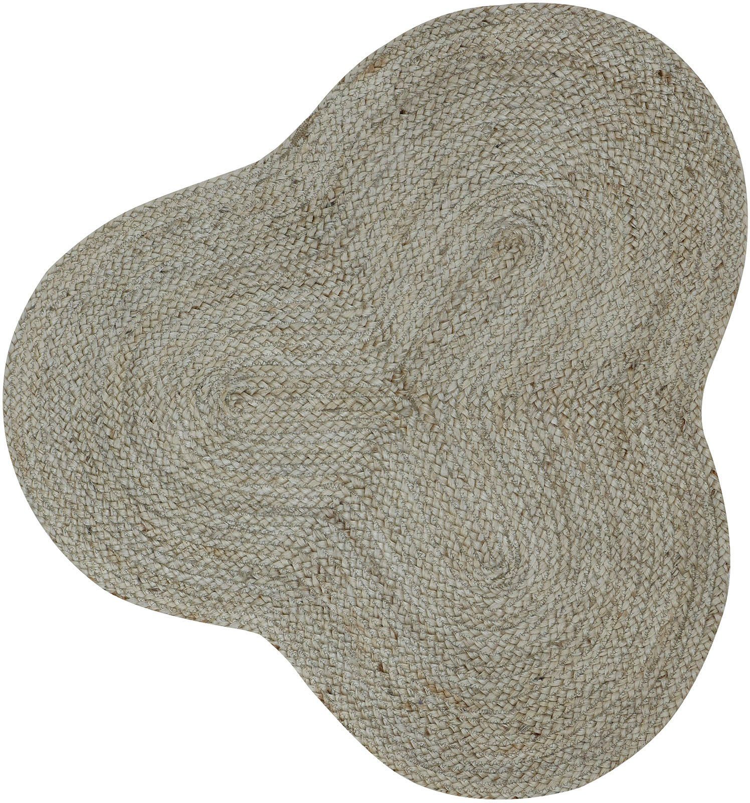 carpetfine Vloerkleed Alia Jutetapijt handgeweven van jute, natuur tapijt, speciale vorm blauw, boho stijl, effen moderne vloerkleden maat 120 cm x