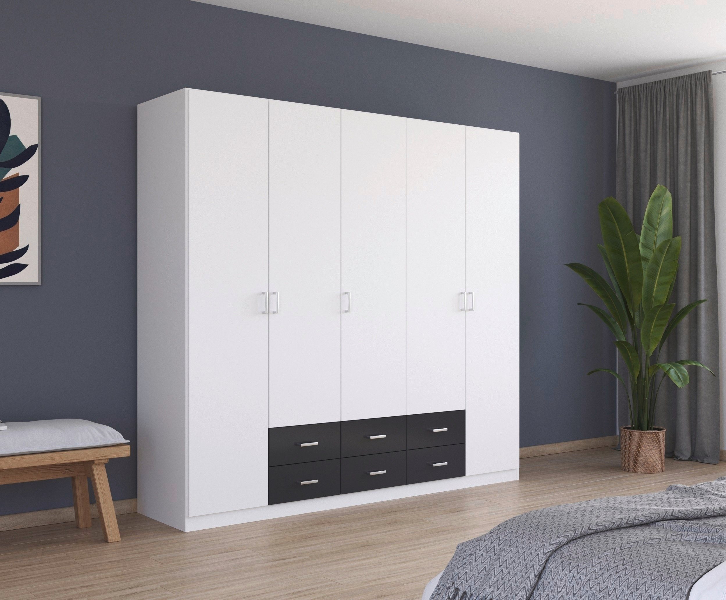 rauch Draaideurkast Kledingkast kast garderobe linnenkast GAMMA in 3 breedtes met 6 lades, in eenvoudig design topseller made in germany