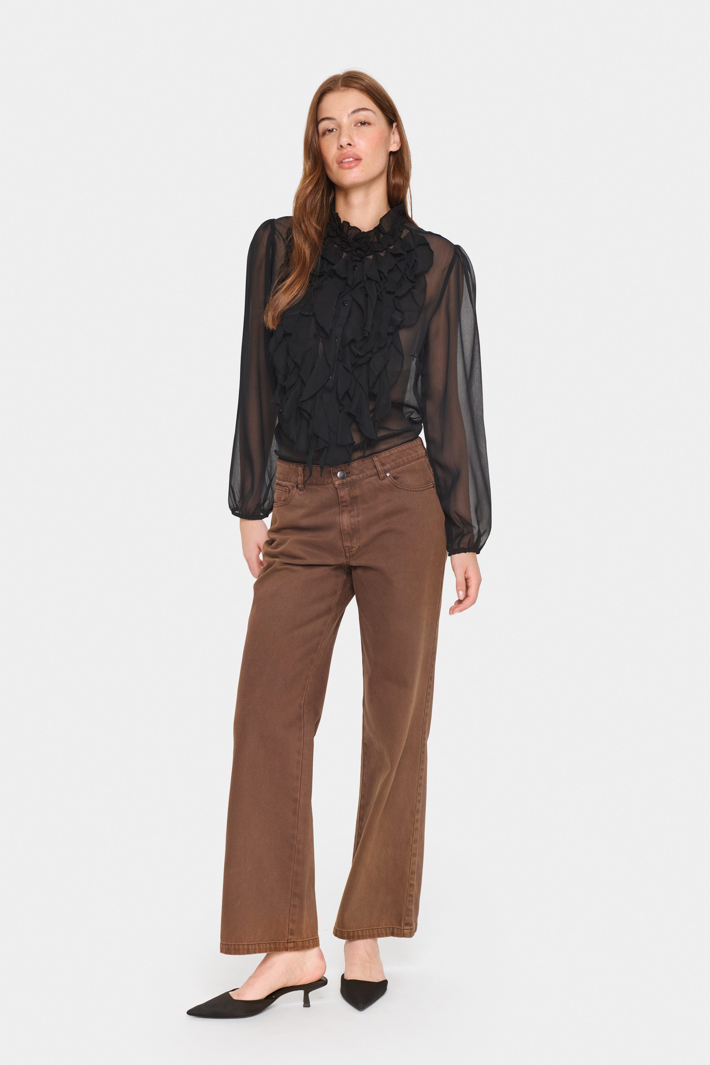 Saint Tropez Blouse met ruches LiljaSZ Crinkle LS Shirt