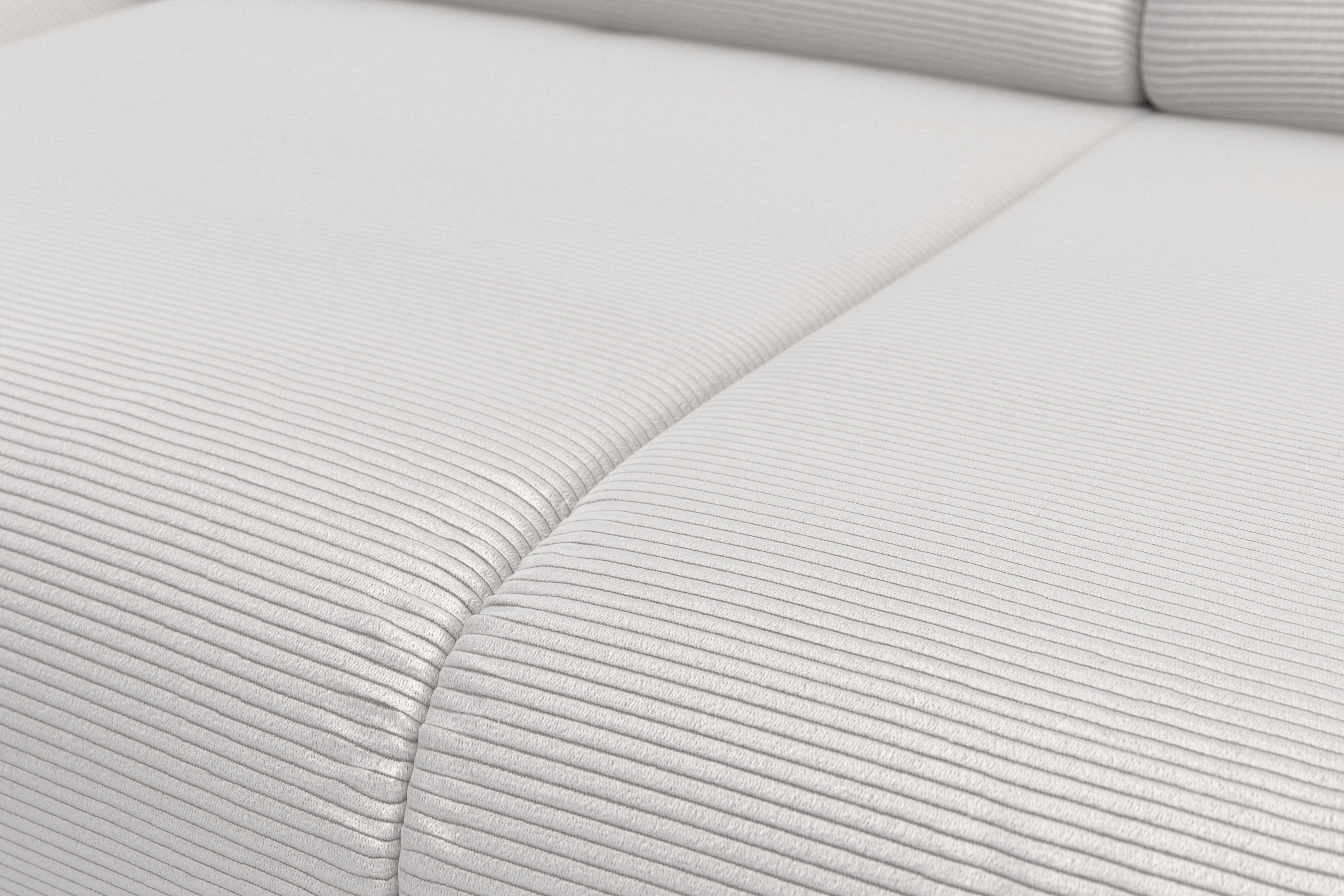 INOSIGN Zithoek Coco U-vorm Verstelbare zitdiepte, armleuning en hoofdeind, cordbekleding, poothoogte 15 cm