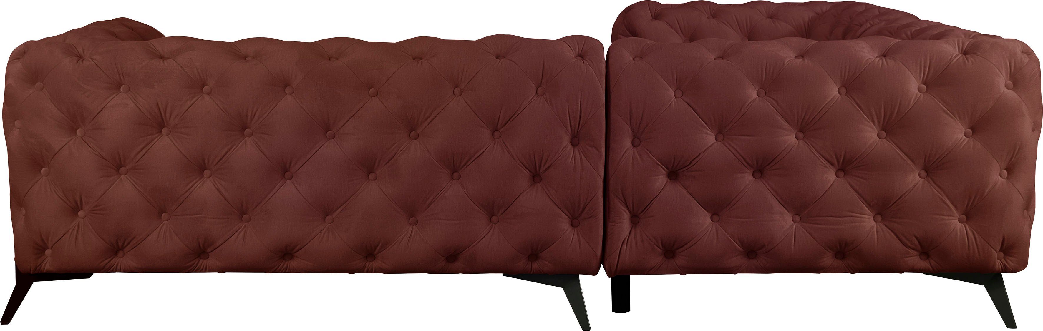Leonique Chesterfield-bank Amaury L-vorm moderne chersterfield-look, breedte 262 cm, kleur van de poten ter keuze