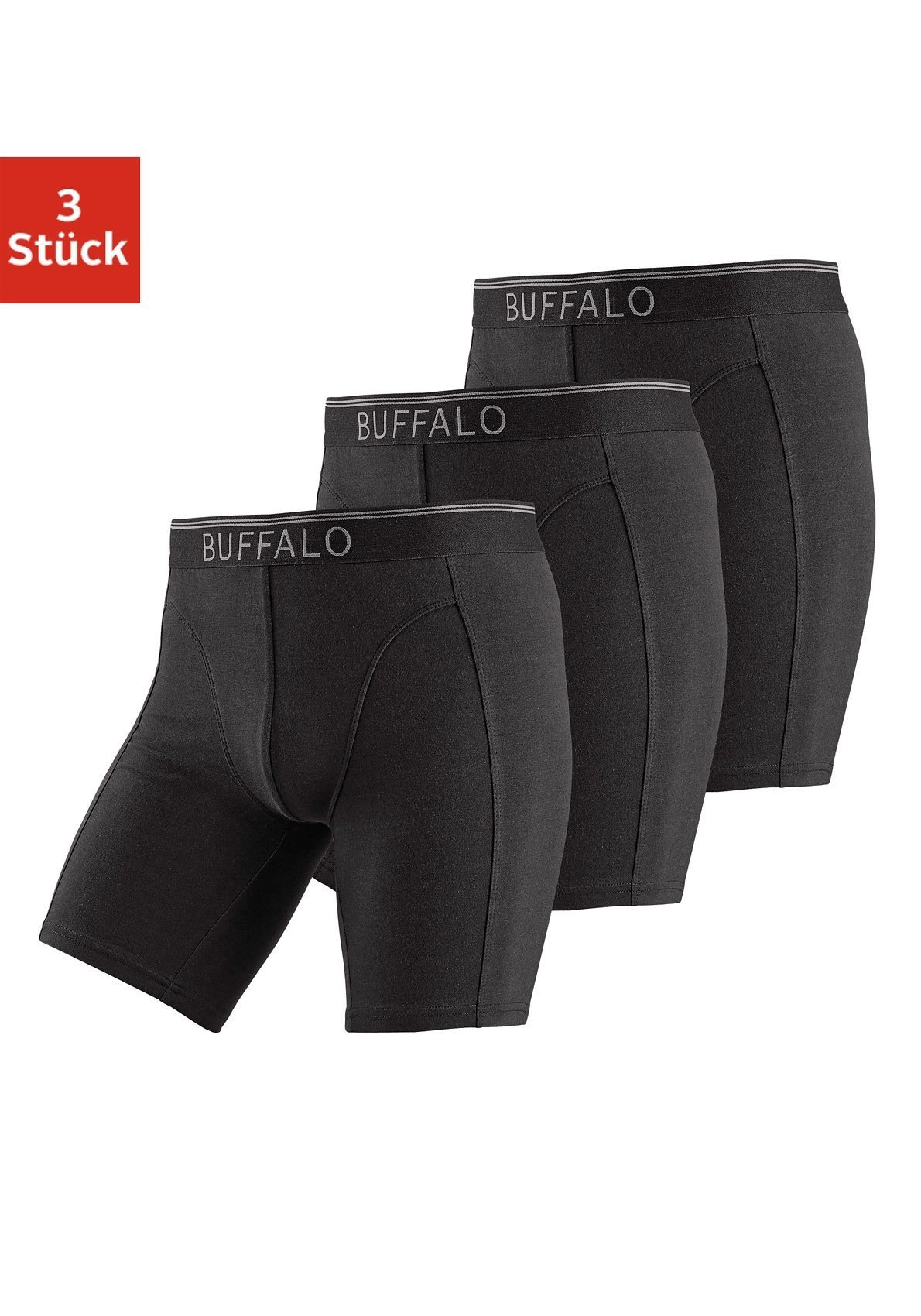 Buffalo Boxershort voor heren in een lang model ook ideaal voor sport en trekking (set, 3 stuks)