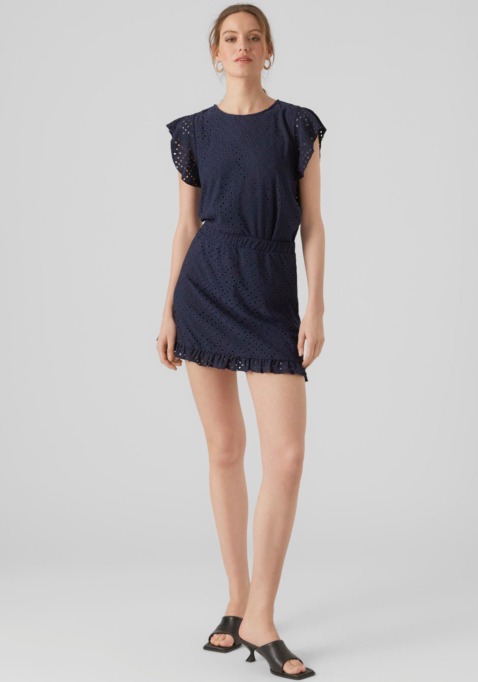 Vero Moda Shirt met ronde hals VMTASSA SL FRILL TOP NOOS