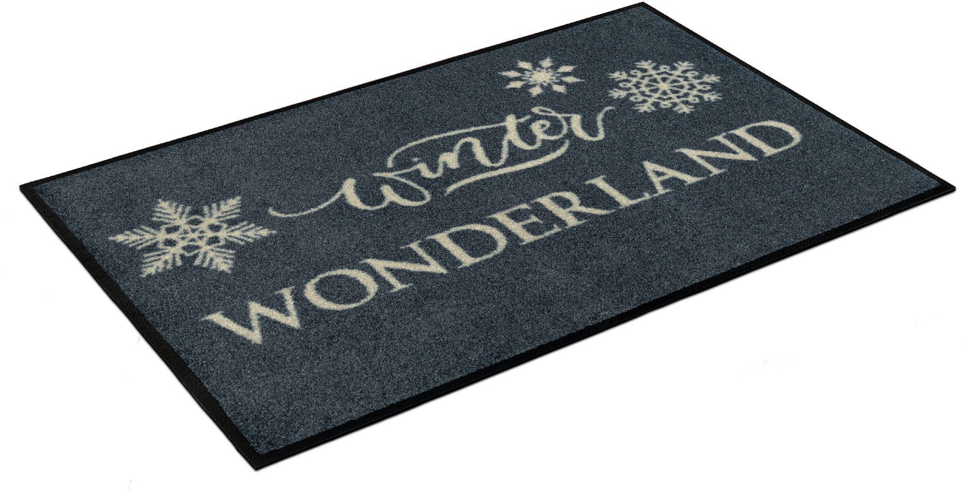 wash+dry by Kleen-Tex Mat Winter Wonderland Inloopmat, met quote, geschikt voor binnen en buiten, wasbaar deurmatten grijs