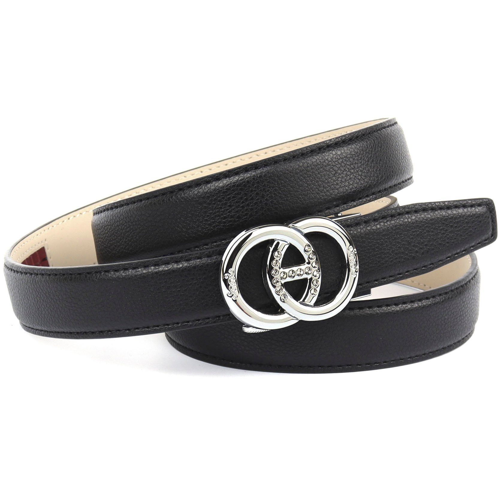 Anthoni Crown Leren riem Traploze leren riem dames brede riemen maat 105 zwart