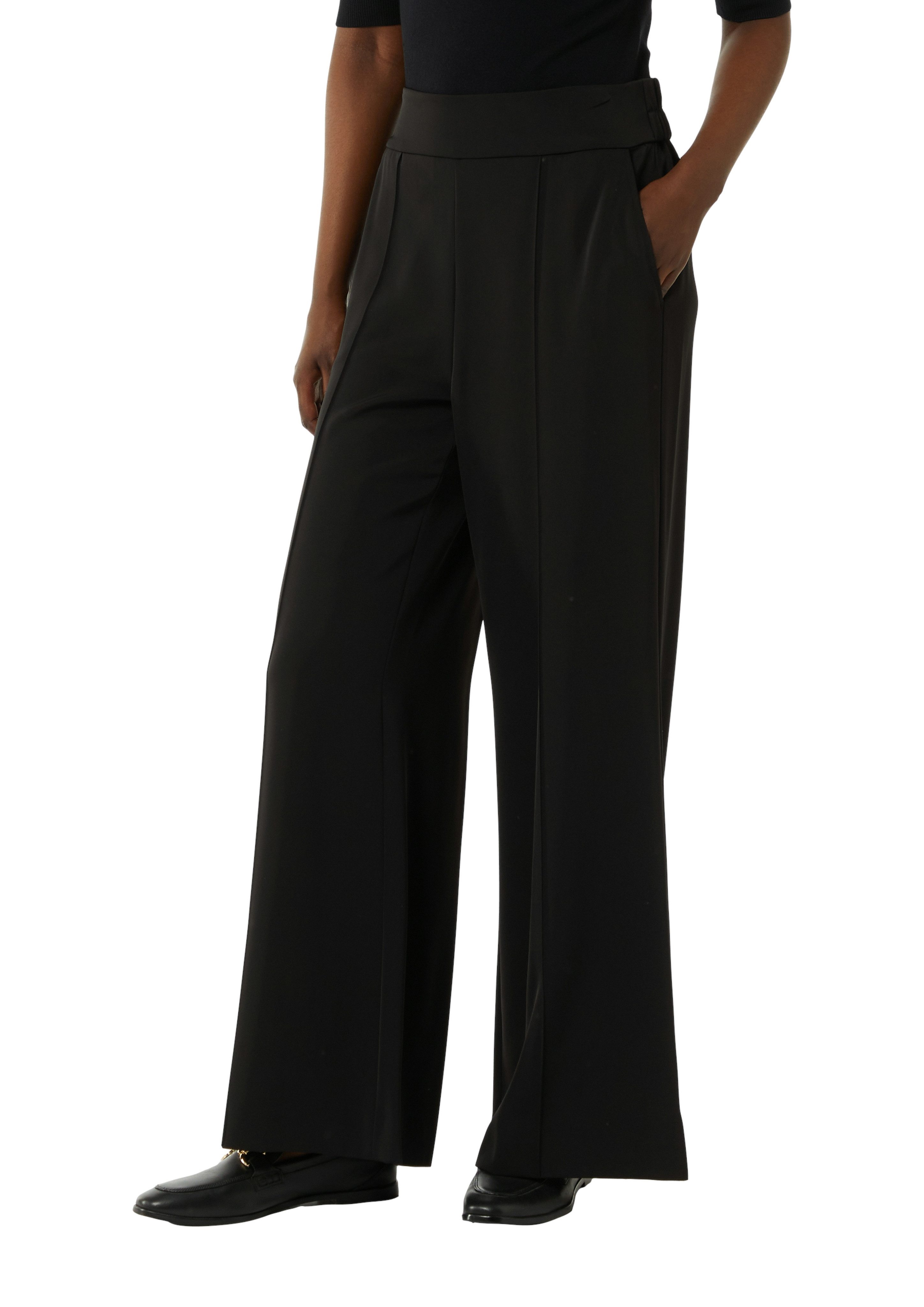 Comma Wide leg stoffen broek met vaste persplooien