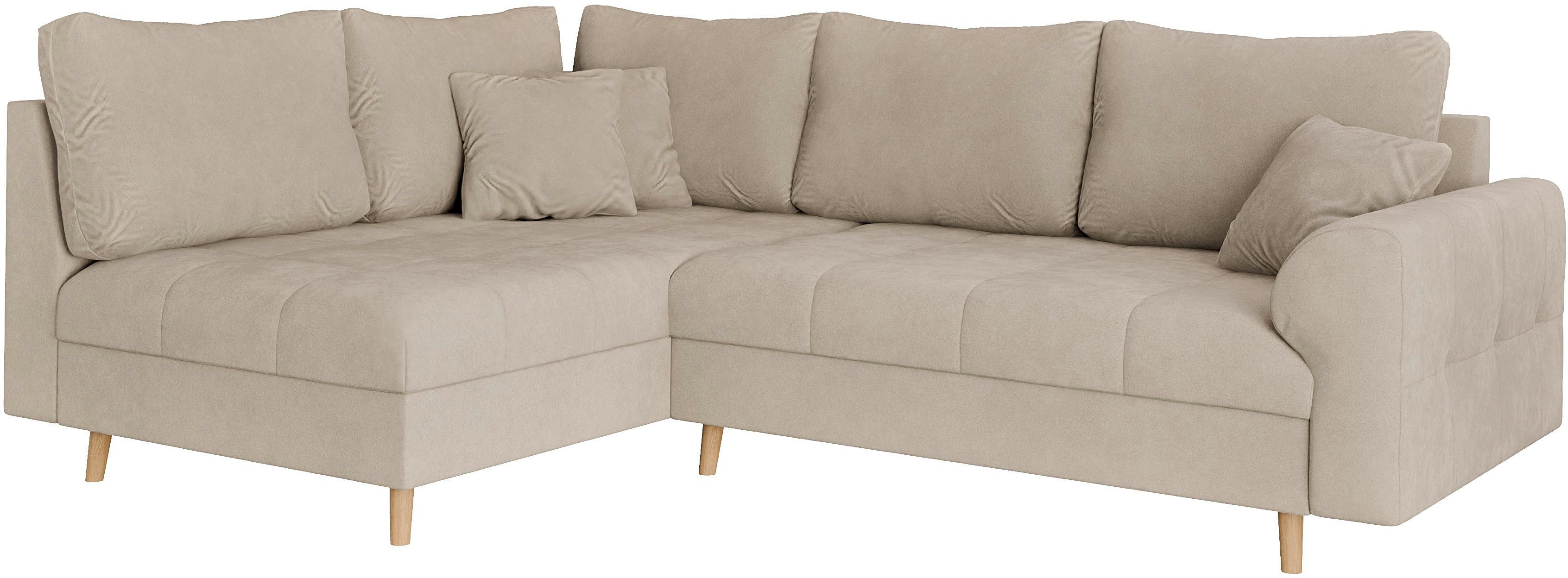 Home affaire Hoekbank CHARRE L-vorm met ottomane, afmetingen B/D/H: 231/161/81 cm fijne stiksels, losse rug- en sierkussens, ook in cord en bouclé