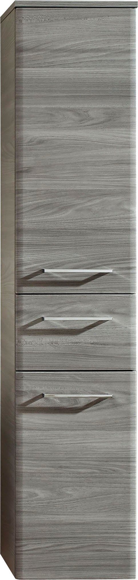 Saphir Halfhoge kast Quickset 916 badkamermeubel 30 cm breed, 2 deuren, 1 lade Badkamer-halfhoge kast Sangallo grijs in de breedte, grepen in glanzend chroom