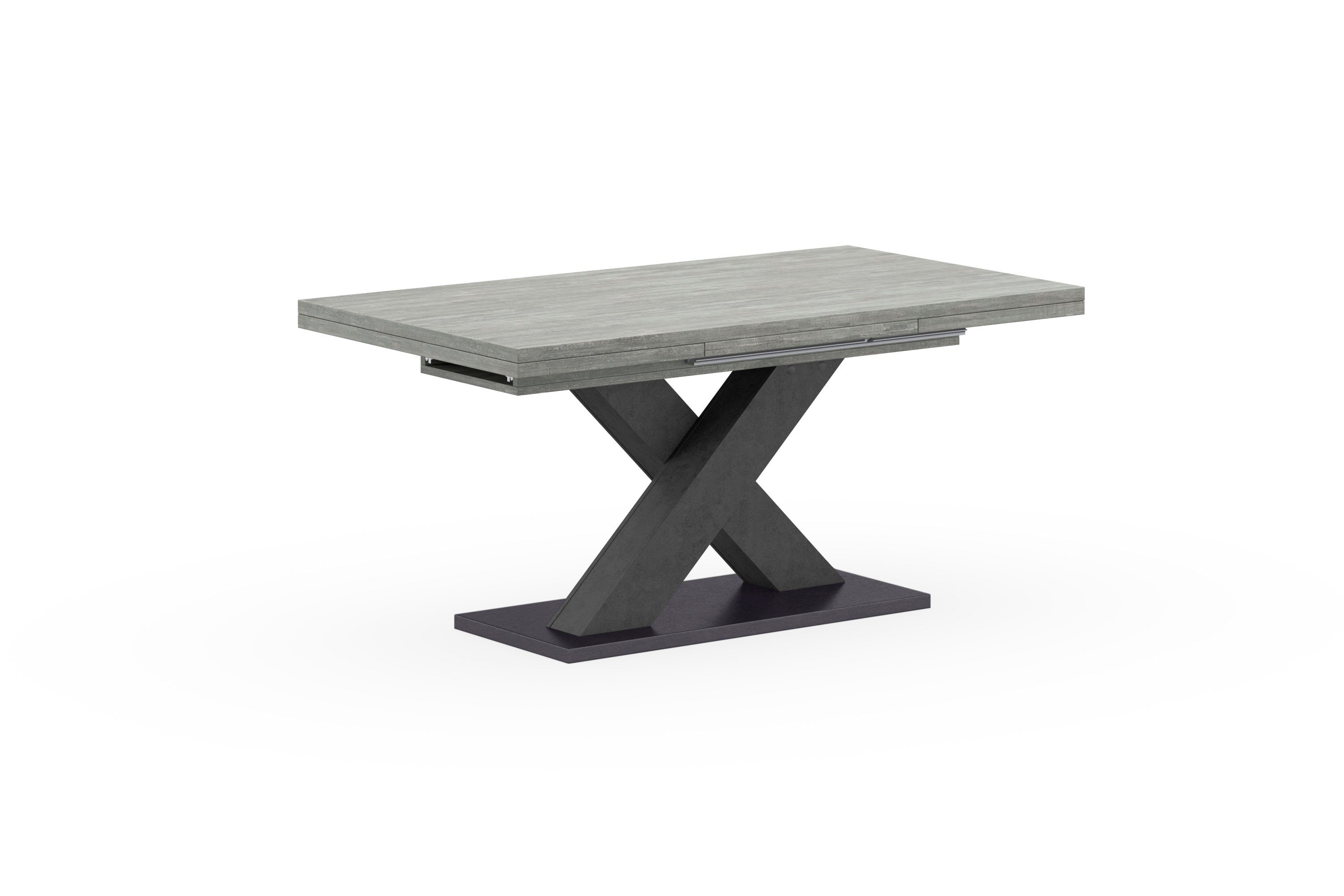 Mäusbacher Eettafel Comfort tafel TOPSELLER! Mäusbacher eettafel met X-frame en voetplaat. Breedte 160-260 eettafels grijs