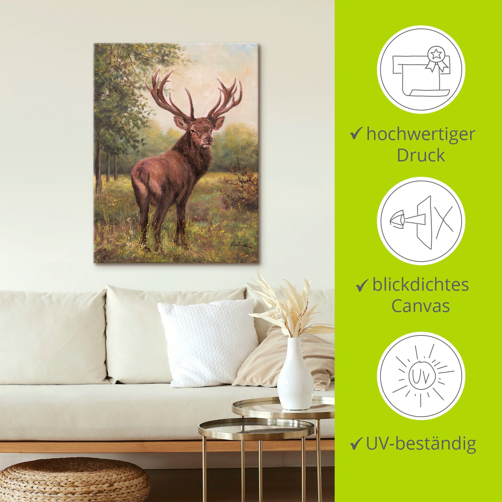 Artland Artprint Edelhert als artprint op linnen, poster, muursticker in verschillende maten