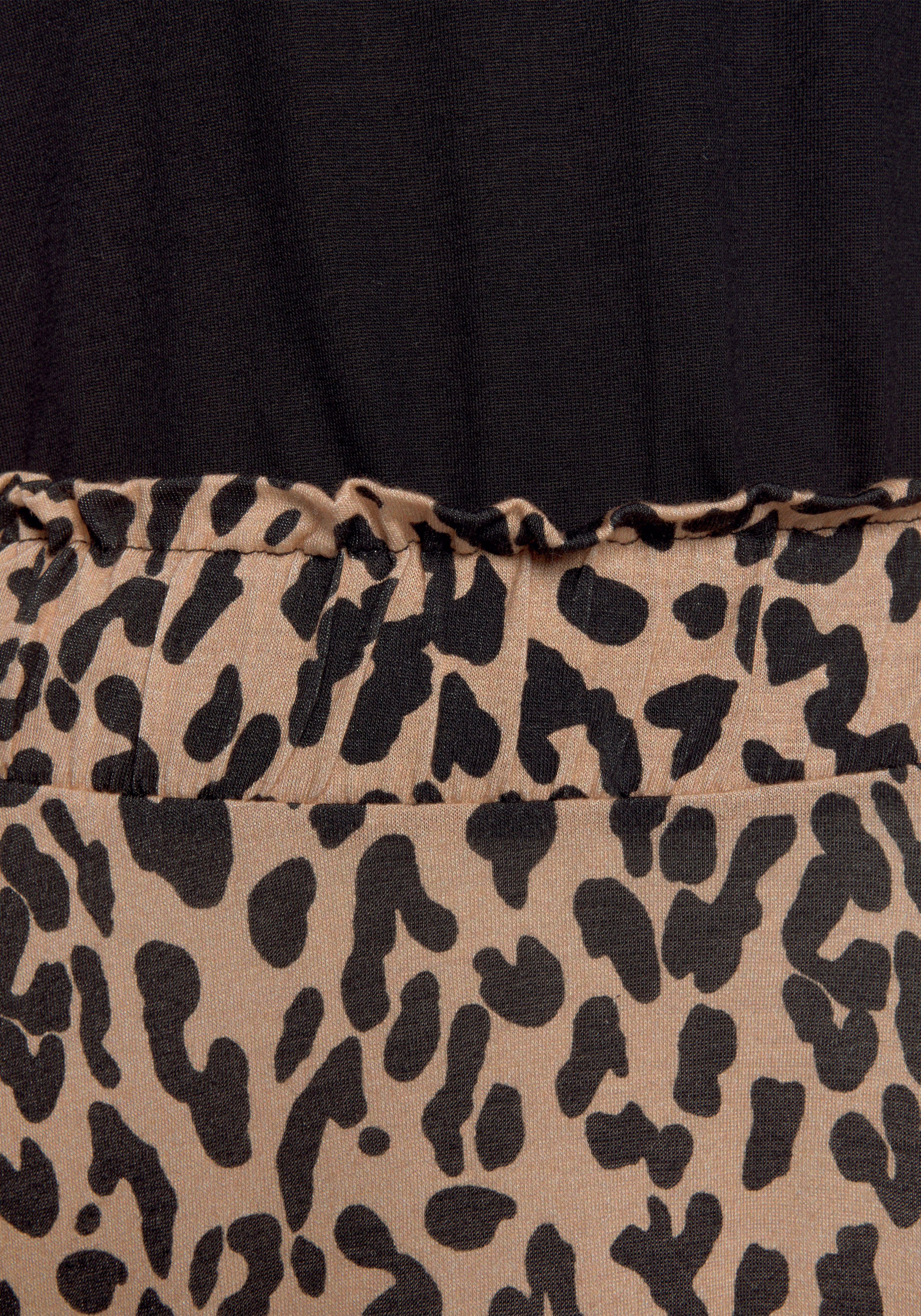Buffalo Jerseyjurk met paperbag tailleband en animal print, leo jurk, zomerjurk