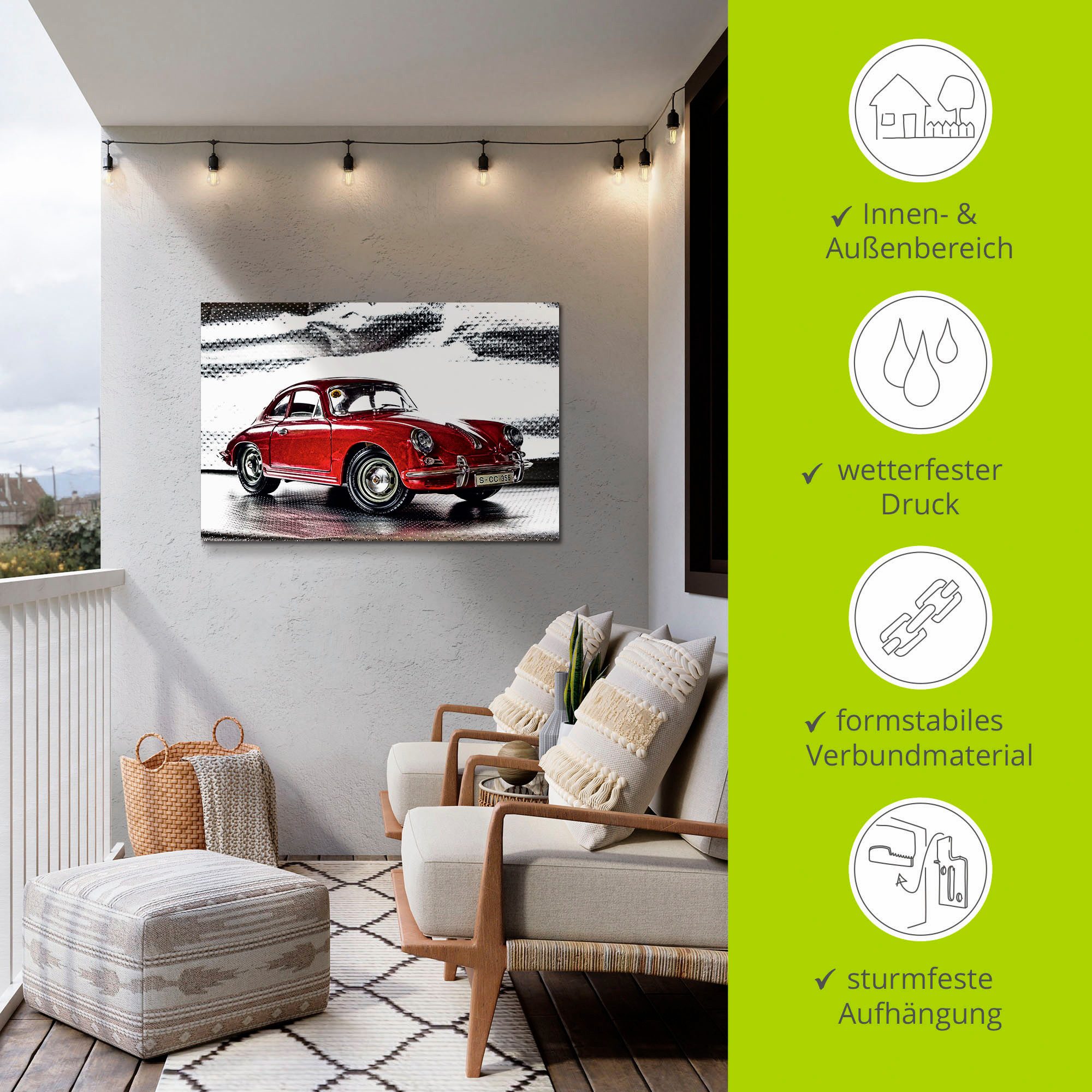 Artland Artprint Klassiek model de Porsche 356 als artprint van aluminium artprint voor buiten artprint op linnen poster muursticker