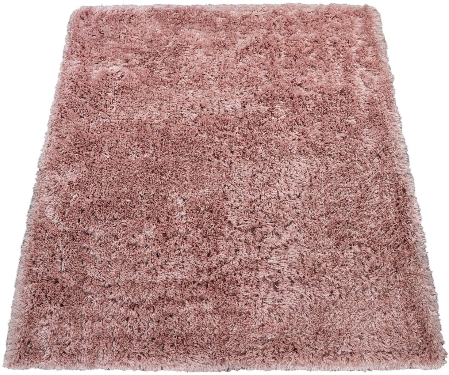 Paco Home Hoogpolig vloerkleed Akumal 930 Shaggy, bijzonder zacht door softgaren, unikleuren moderne vloerkleden maat 160 cm x 220 cm x 60 mm roze