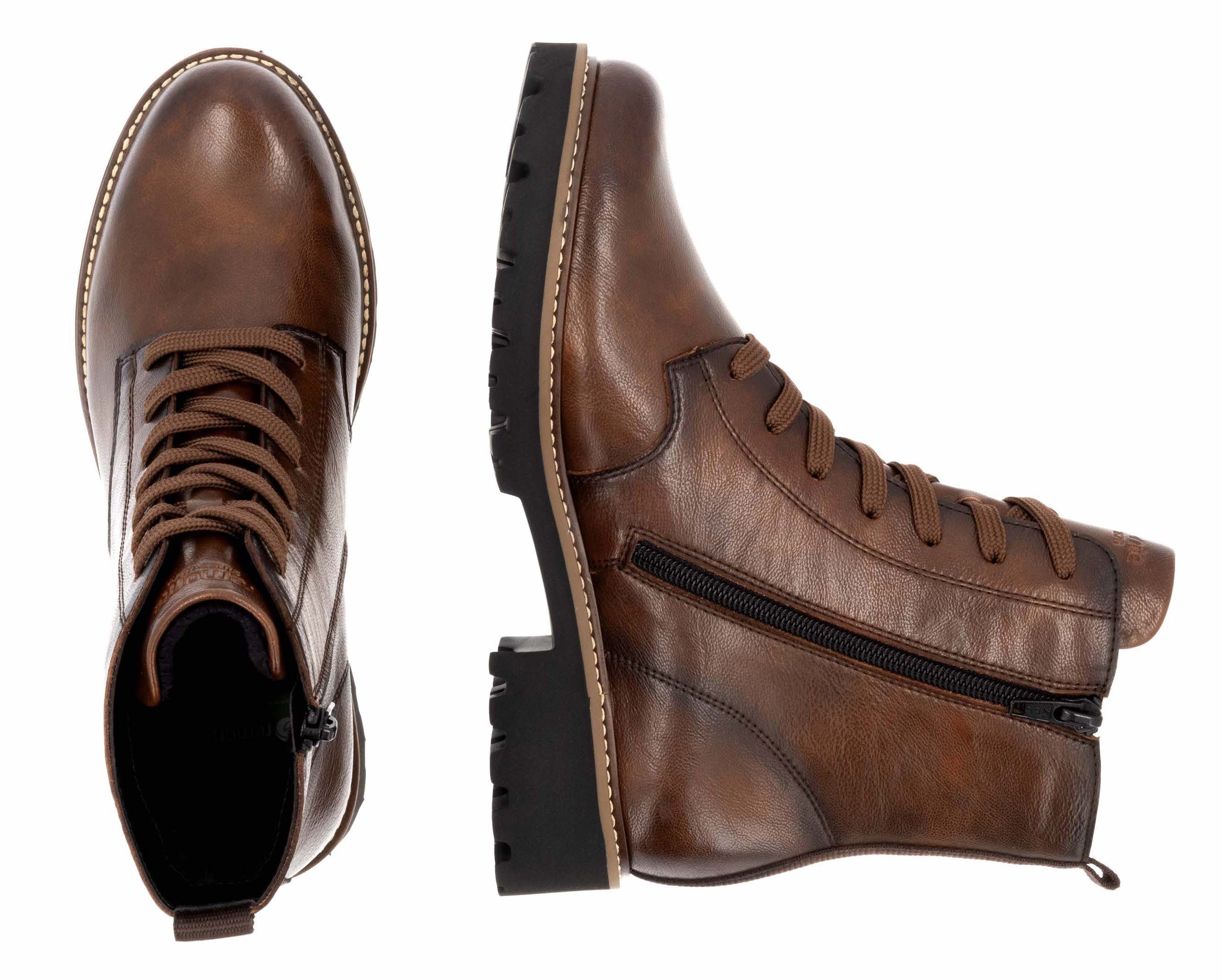 Remonte Veterschoenen blokhak, veterschoen, enkellaars in used look