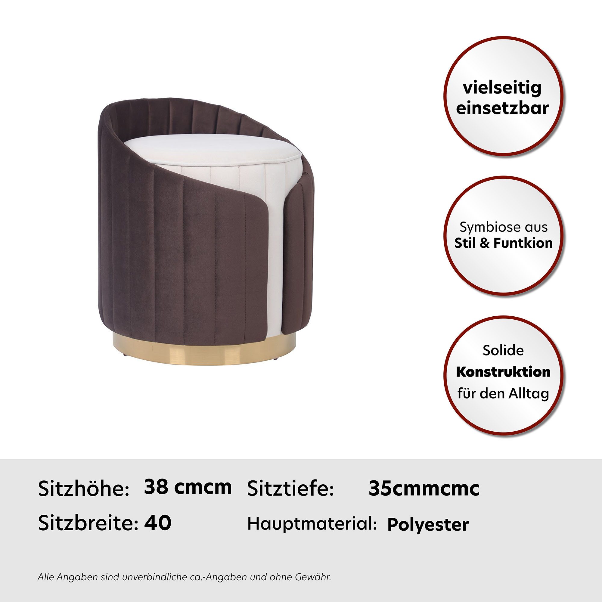 Kayoom Zithocker Kruk Corin 145, modern ontwerp, comfortabel met rugsteun (1 stuk)