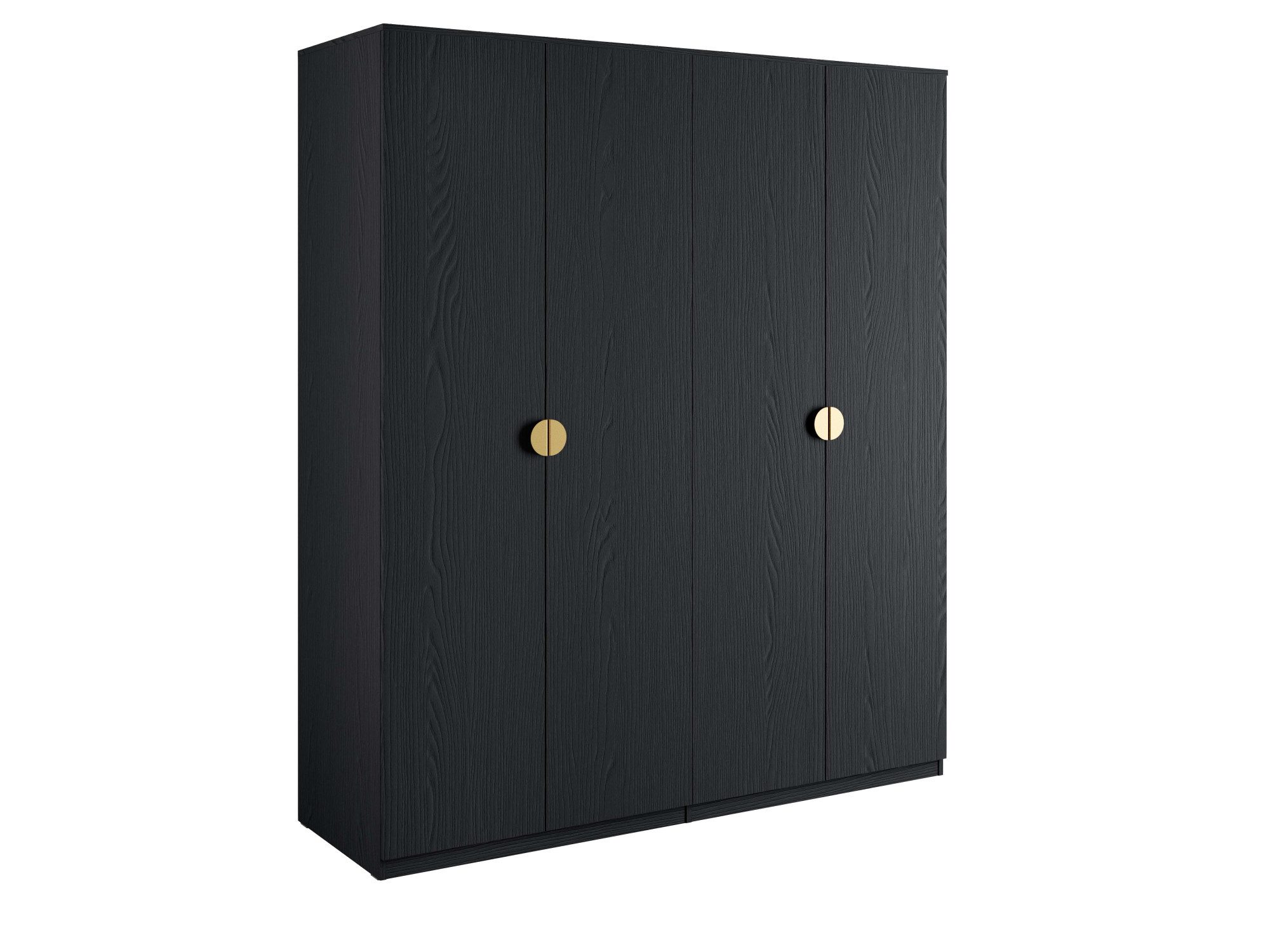 Leonique Kledingkast Bellot met 4 inlegplanken en 2 kledingstangen Garderobe met 4 draaideuren en goudkleurige handgrepen, BxDxH 180x59x209 cm