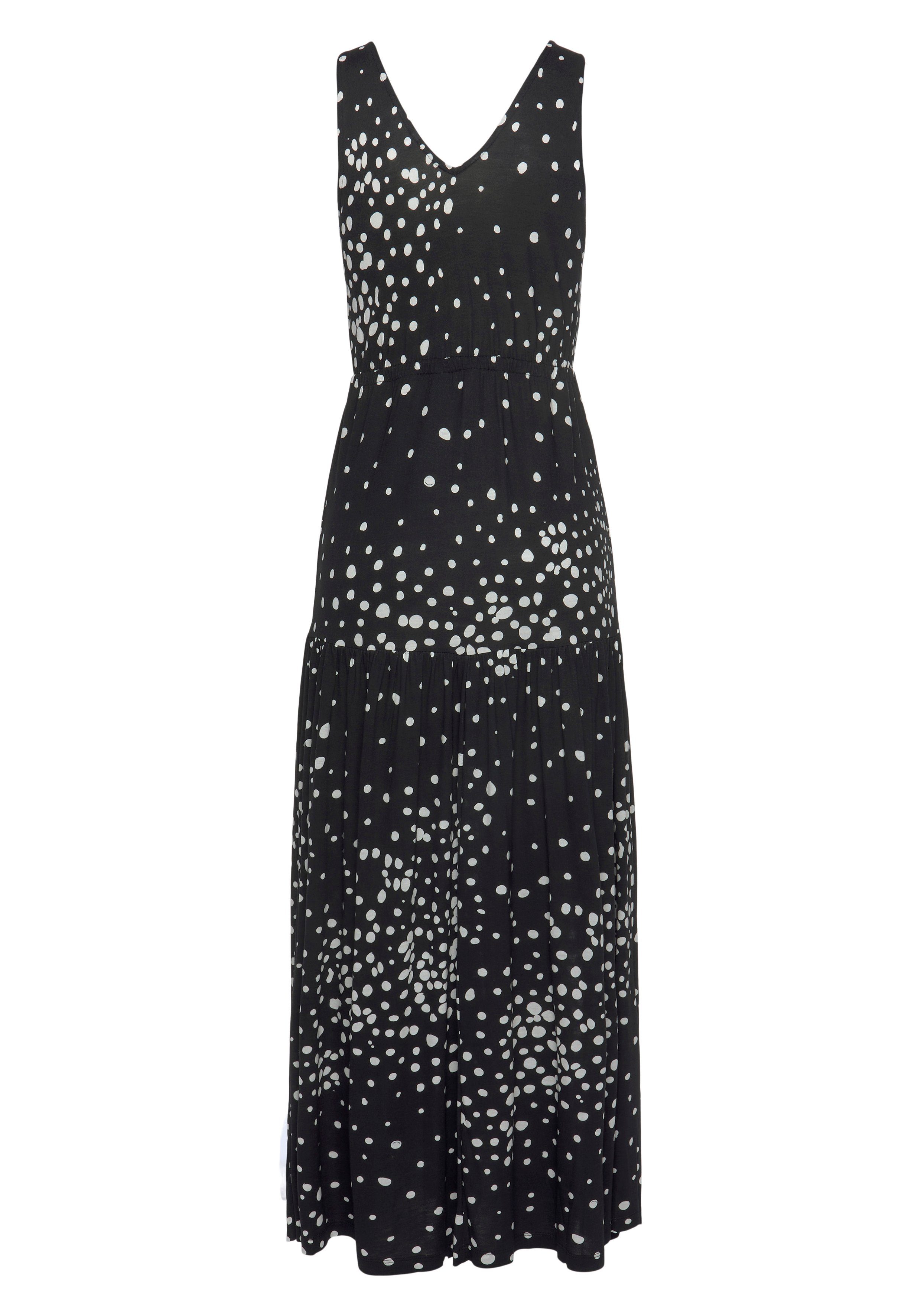 Vivance Maxi-jurk met stippenprint en v-hals, zomerjurk, elegant strandjurk