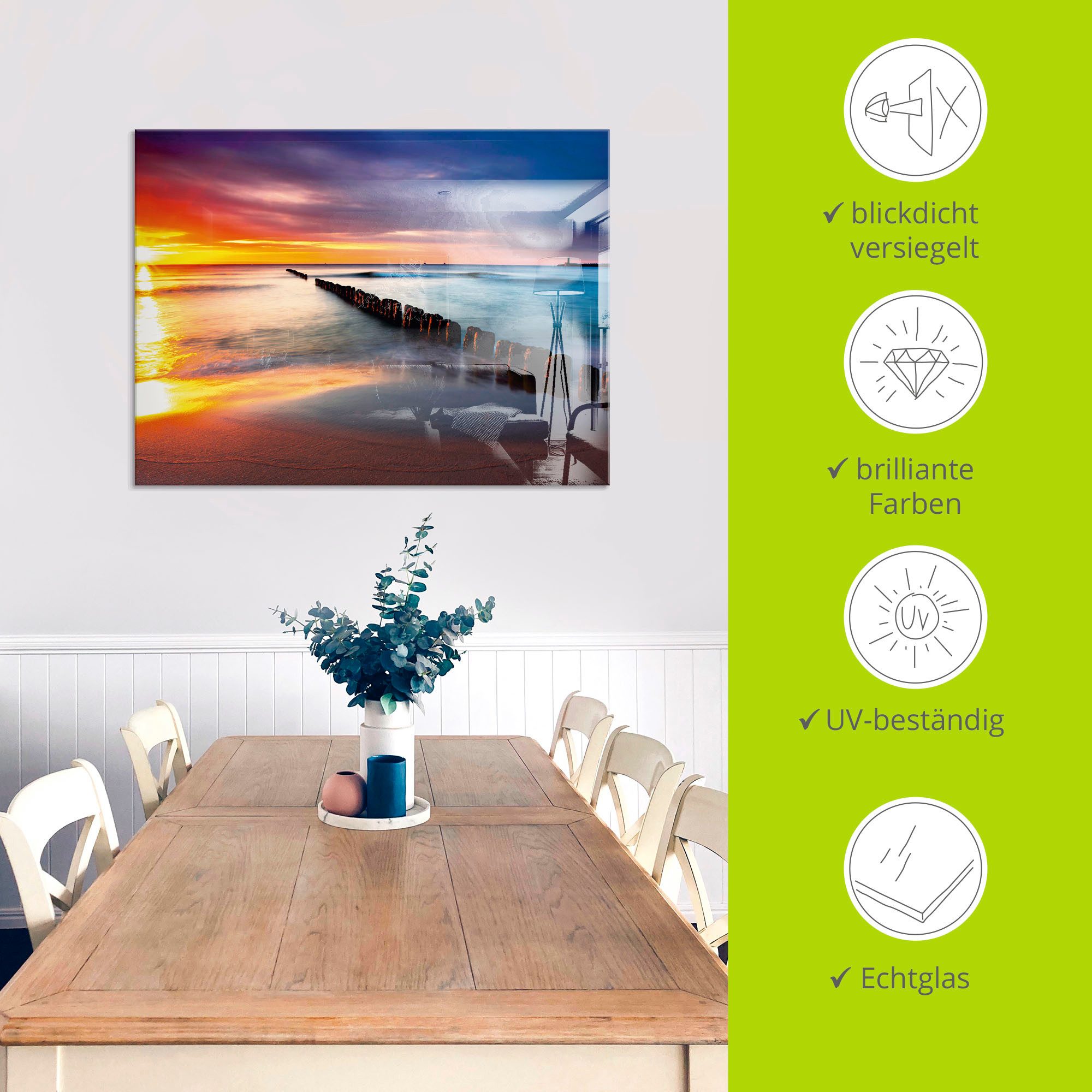 Artland Print op glas Oostzee met mooie zonsopkomst