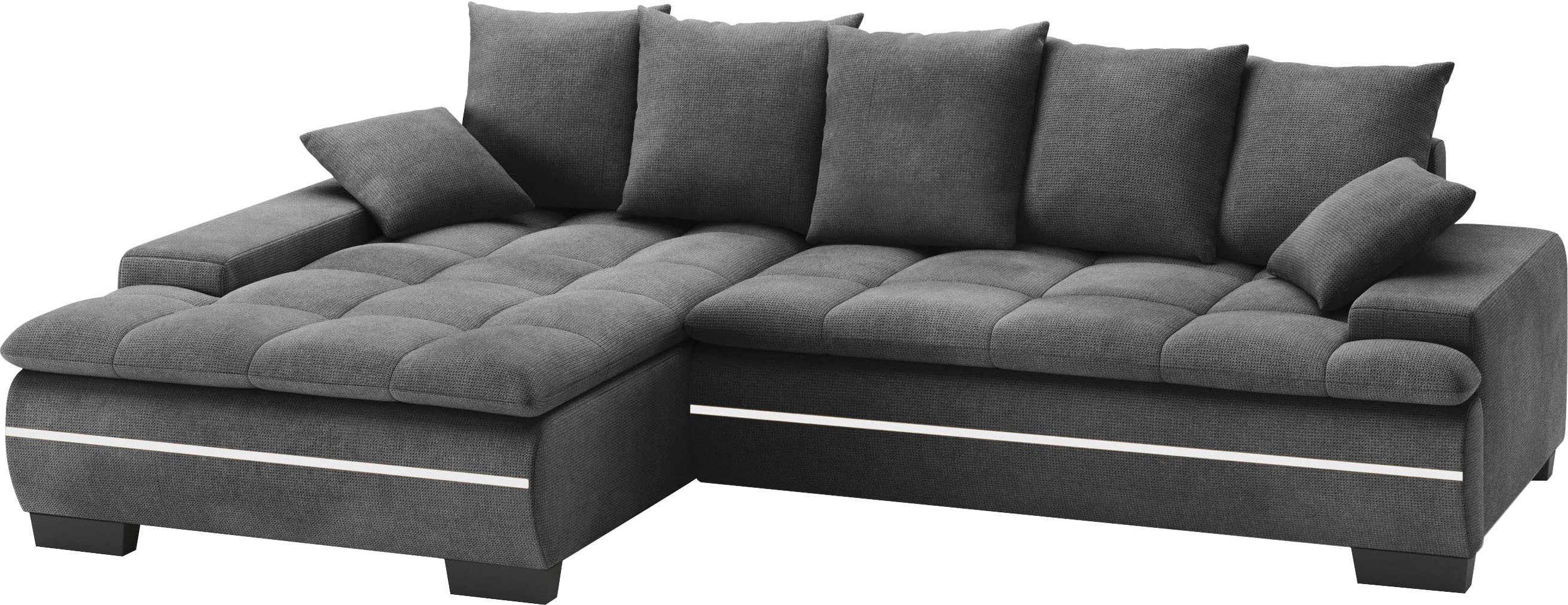 Mr. Couch Hoekbank Haiti II, L-vorm RGB-LED verlichting, optioneel met koudschuim, bed, bedlade zwart, hoekbanken