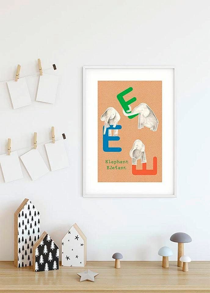 Komar Wanddecoratie ABC animal E Wanddecoratie - zonder lijst (1 stuk)