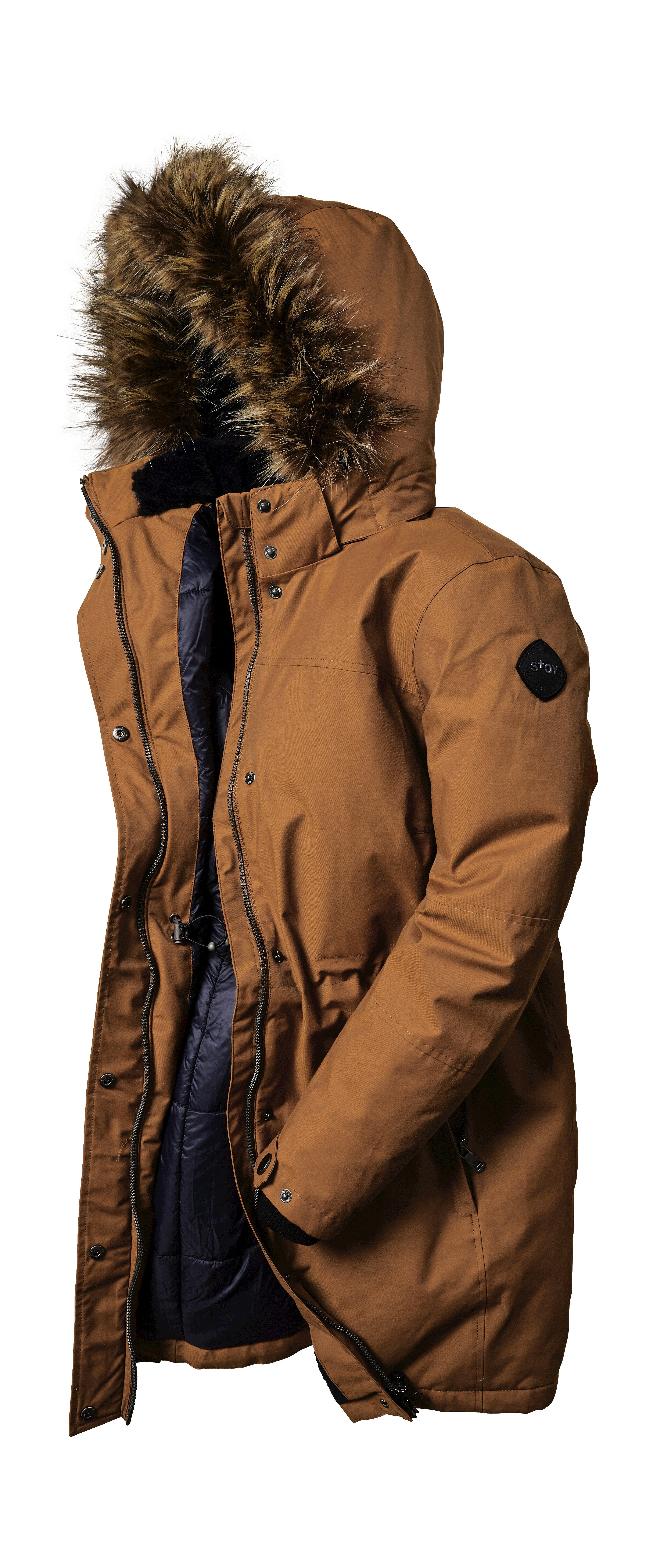 STOY Parka WMN PRK C Stijlvolle, waterdichte parka met afneembare capuchon en kunstbont