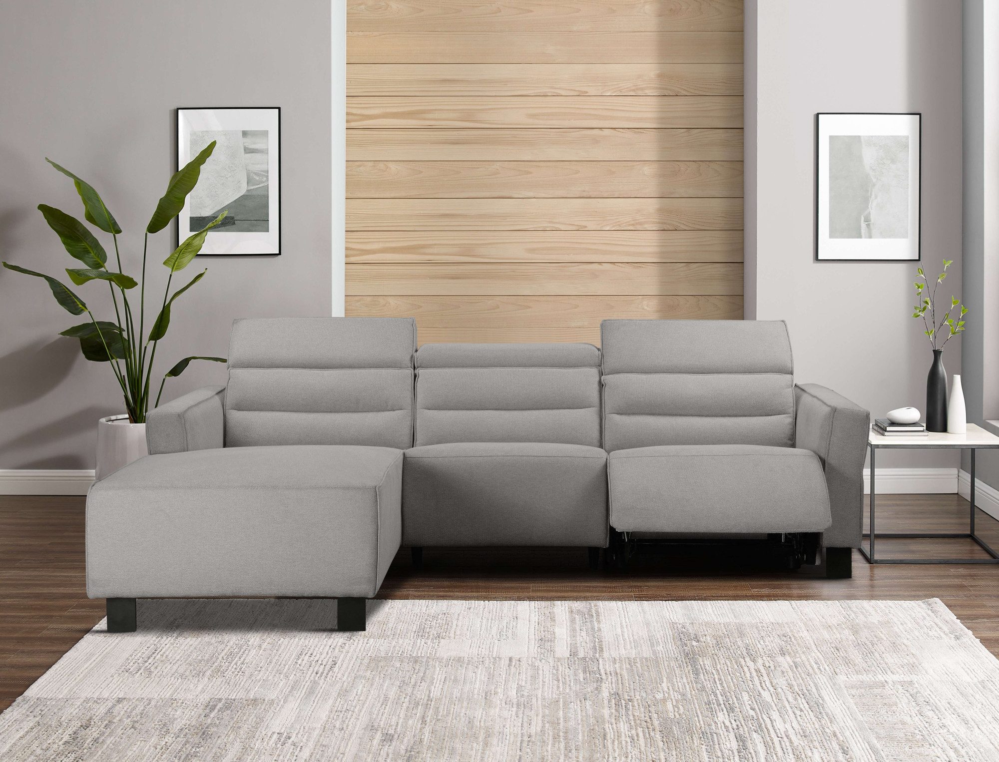 Places of Style Hoekbank Carpari, L-vorm, 263 cm, handmatige of elektrische relaxfunctie