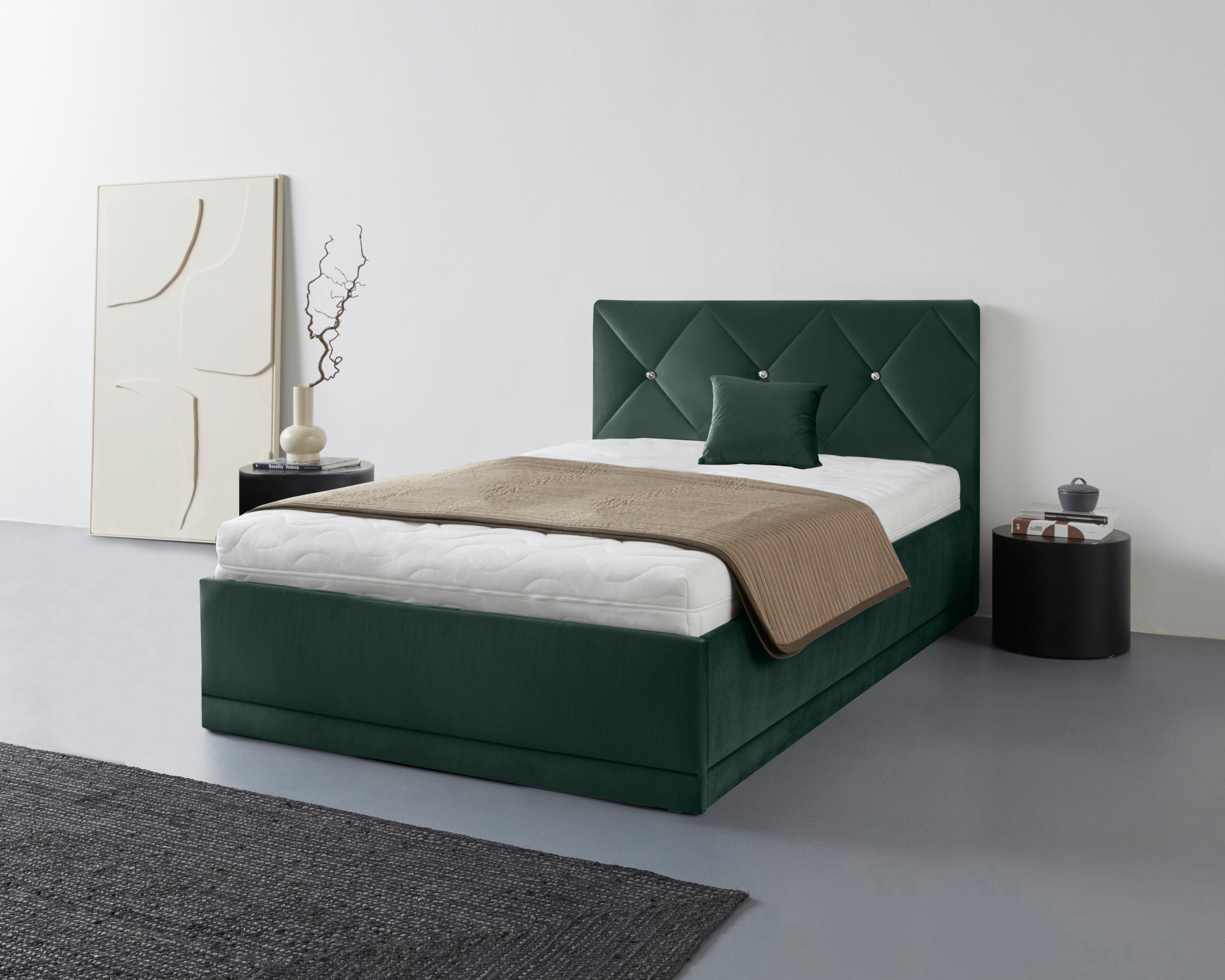 Westfalia Polsterbetten Gestoffeerd bed ADAMAS ook met bedlade, knoopdetails met stras