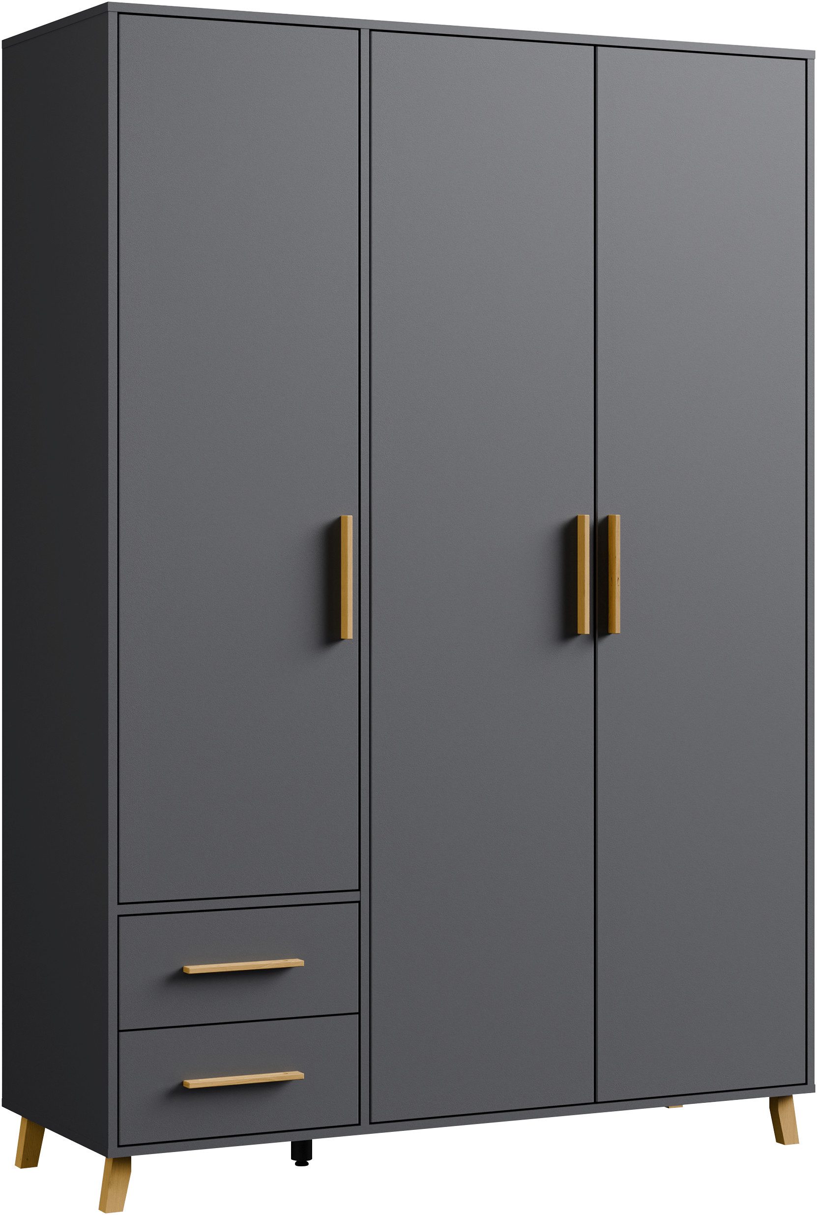 rauch Draaideurkast Kledingkast kast garderobe waskast SHINJO Grepen en voeten van massief hout met 2 lades MADE IN GERMANY