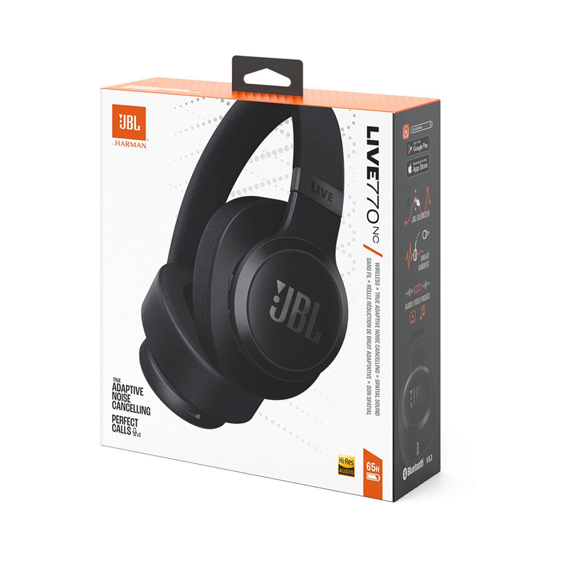 JBL Wireless hoofdtelefoon LIVE 770NC met JBL Signature Sound en Surround Sound Draadloze Over Ear hoofdtelefoon met True Adaptive Noise Cancelling