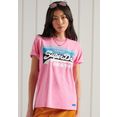 superdry t-shirt vl cali tee met veelkleurige print roze