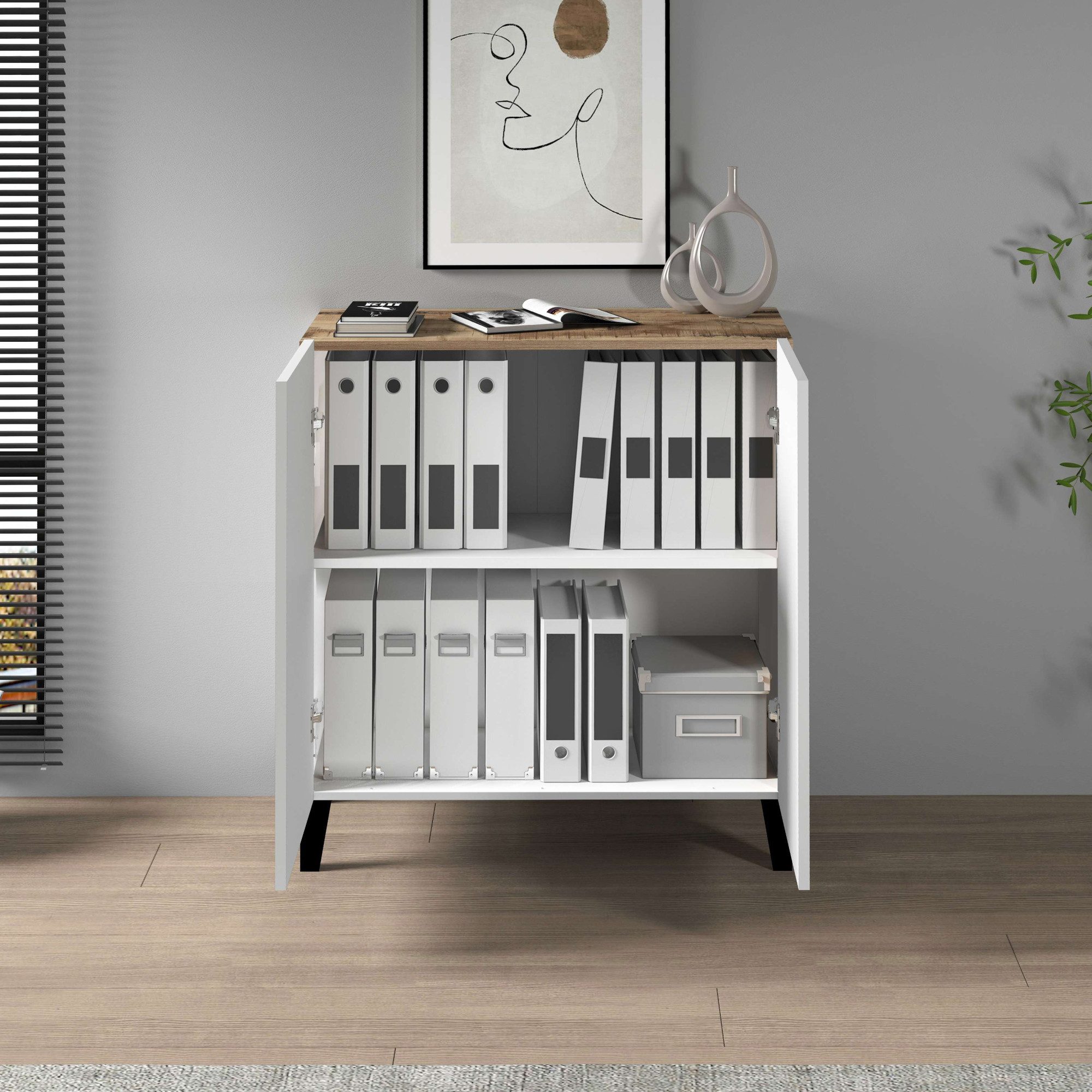 INOSIGN Archiefkast Sunrise Archiefkast, Multifunctionele kast, Bureaukast met 2 deuren & 2 vakken, breedte 79,2 cm, gemaakt in italië