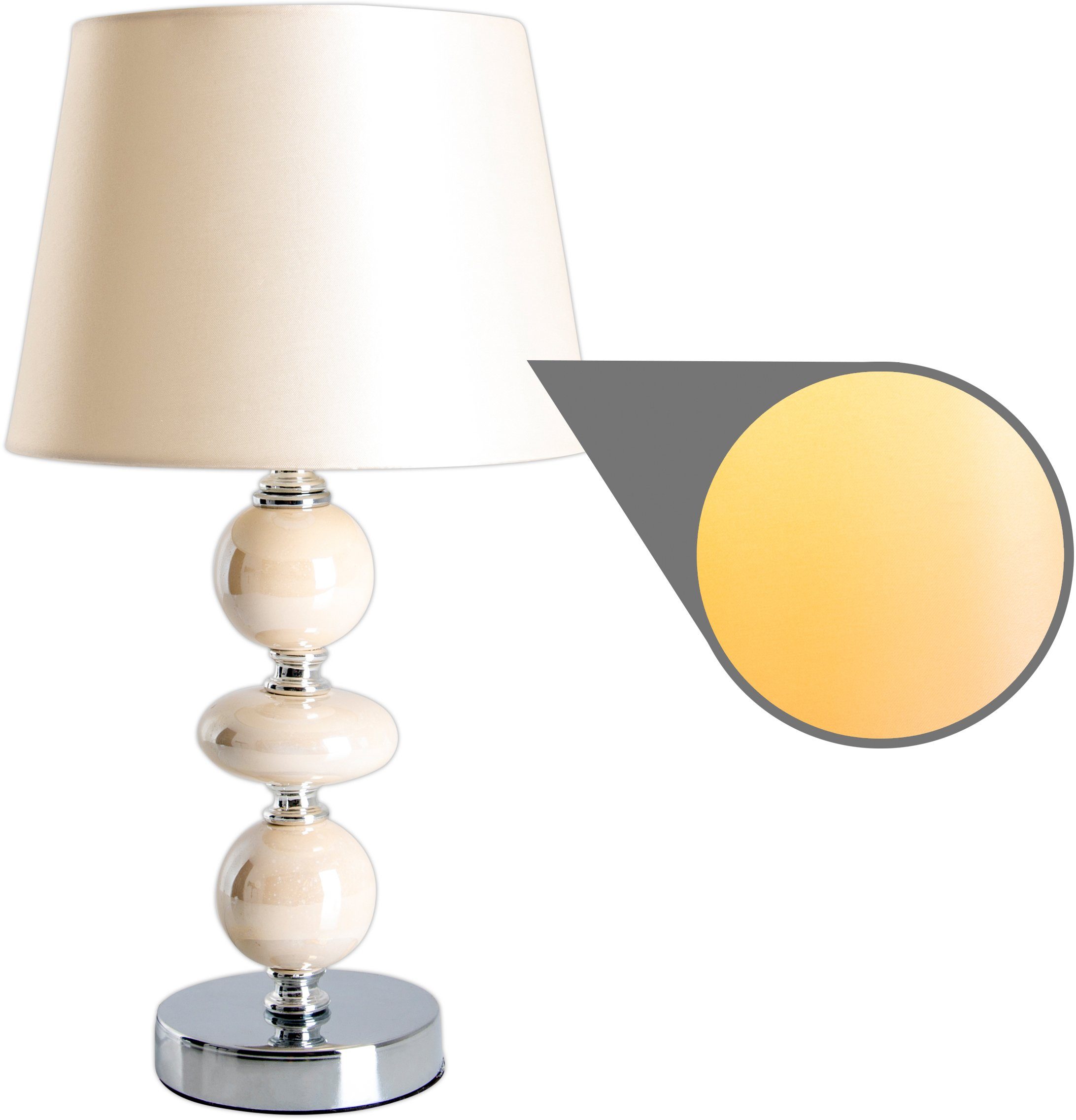 näve Tafellamp Araga Keramische tafellamp met satijnen kap, kantelschakelaar, hoogte 36 cm, 1X E14 (1 stuk)
