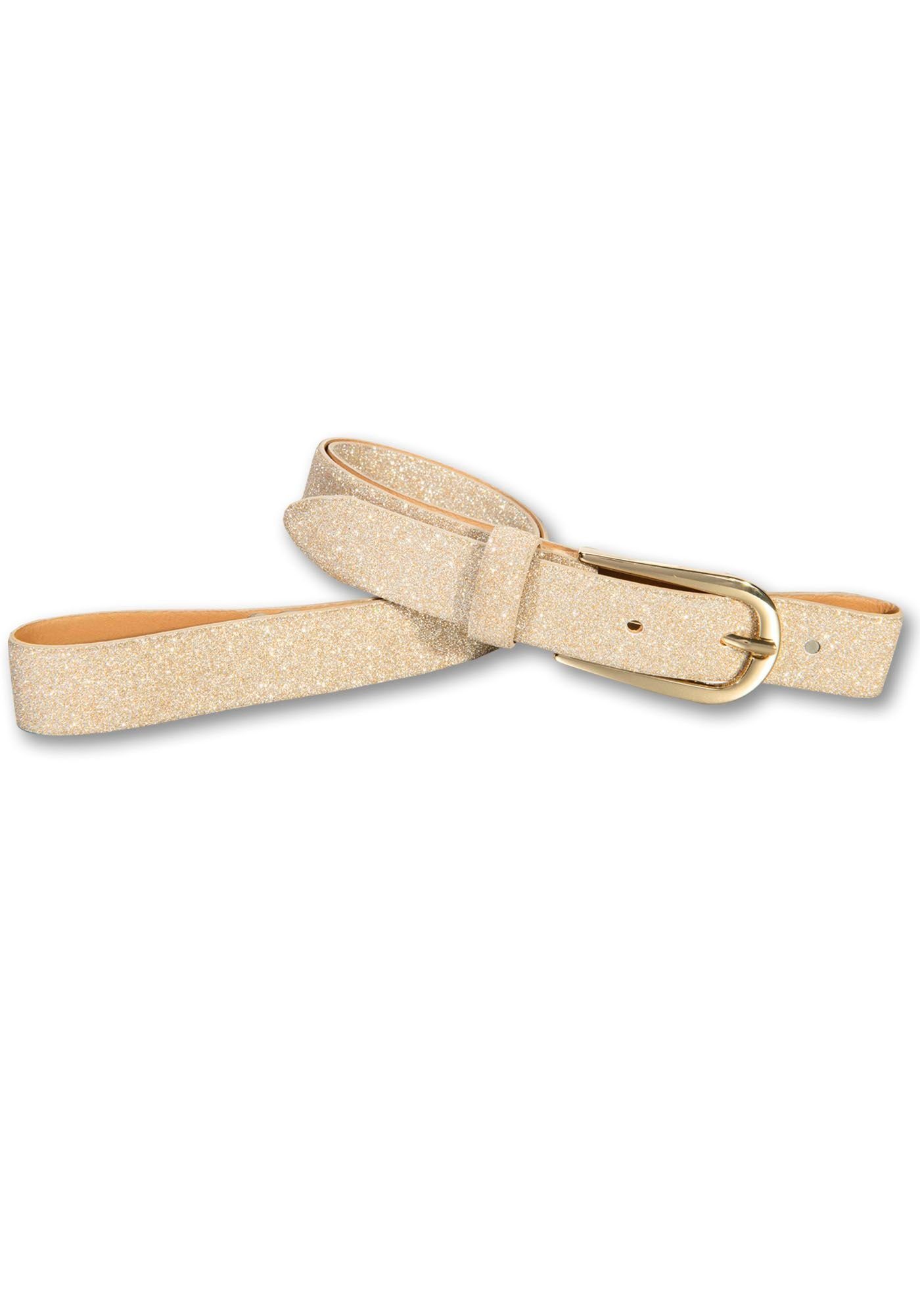 Silbergift Leren riem dames brede riemen maat 105 goud(kleur)