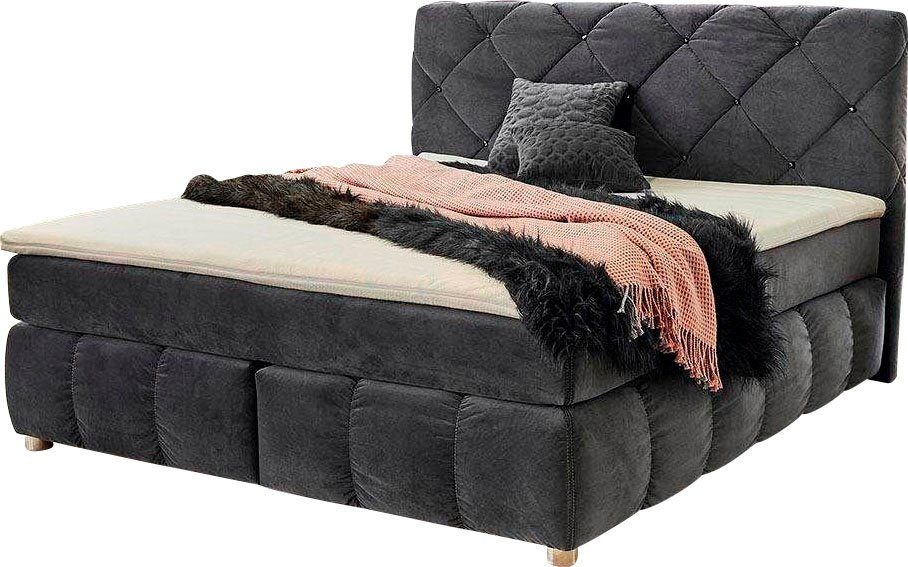 Jockenhöfer Gruppe Boxspring Bella te bestellen in 140 & 18 cm breedte met topmatras van koudschuim en rookglas-stenen