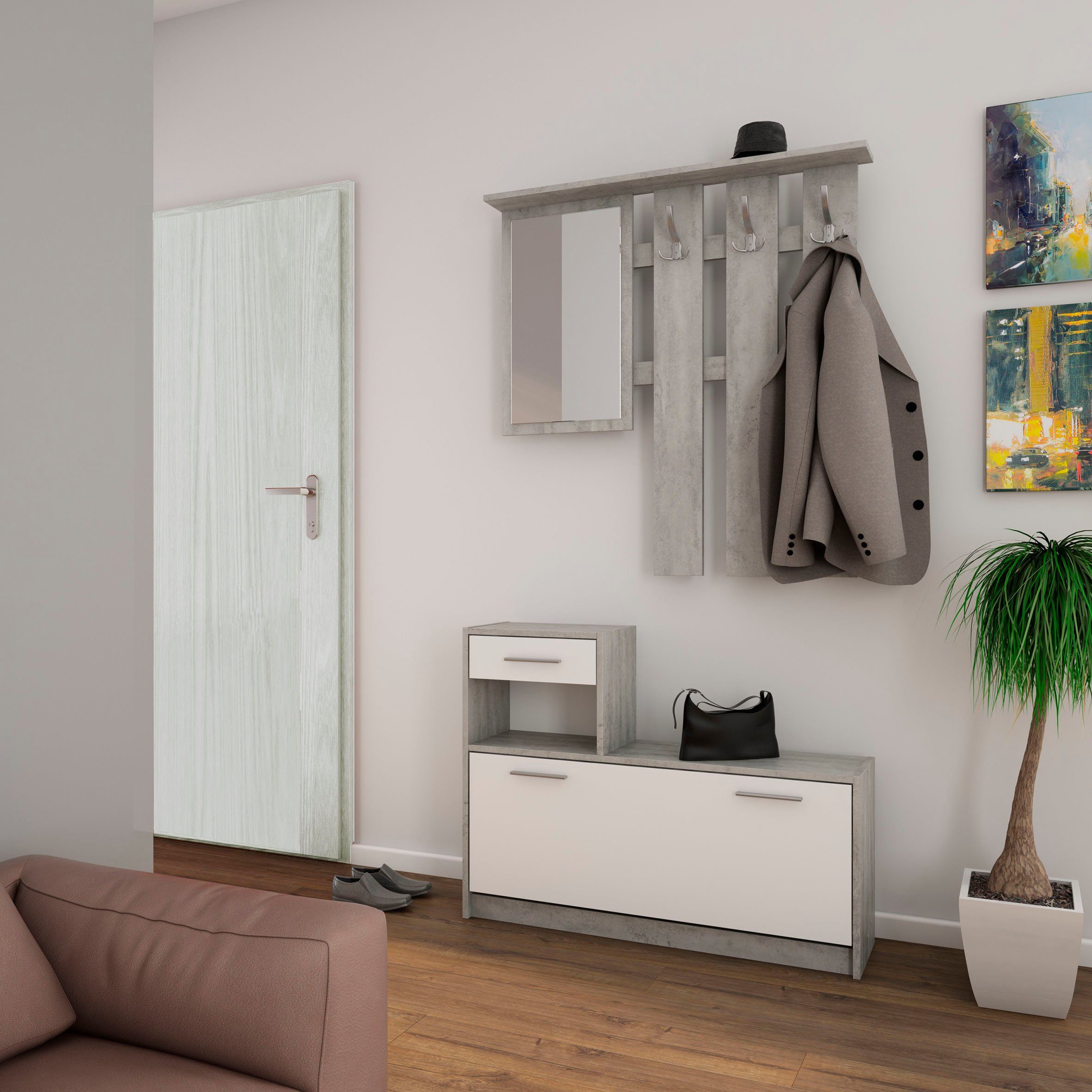 INOSIGN Halmeubelset TAMINA (2-delig) wandkapstokken grijs