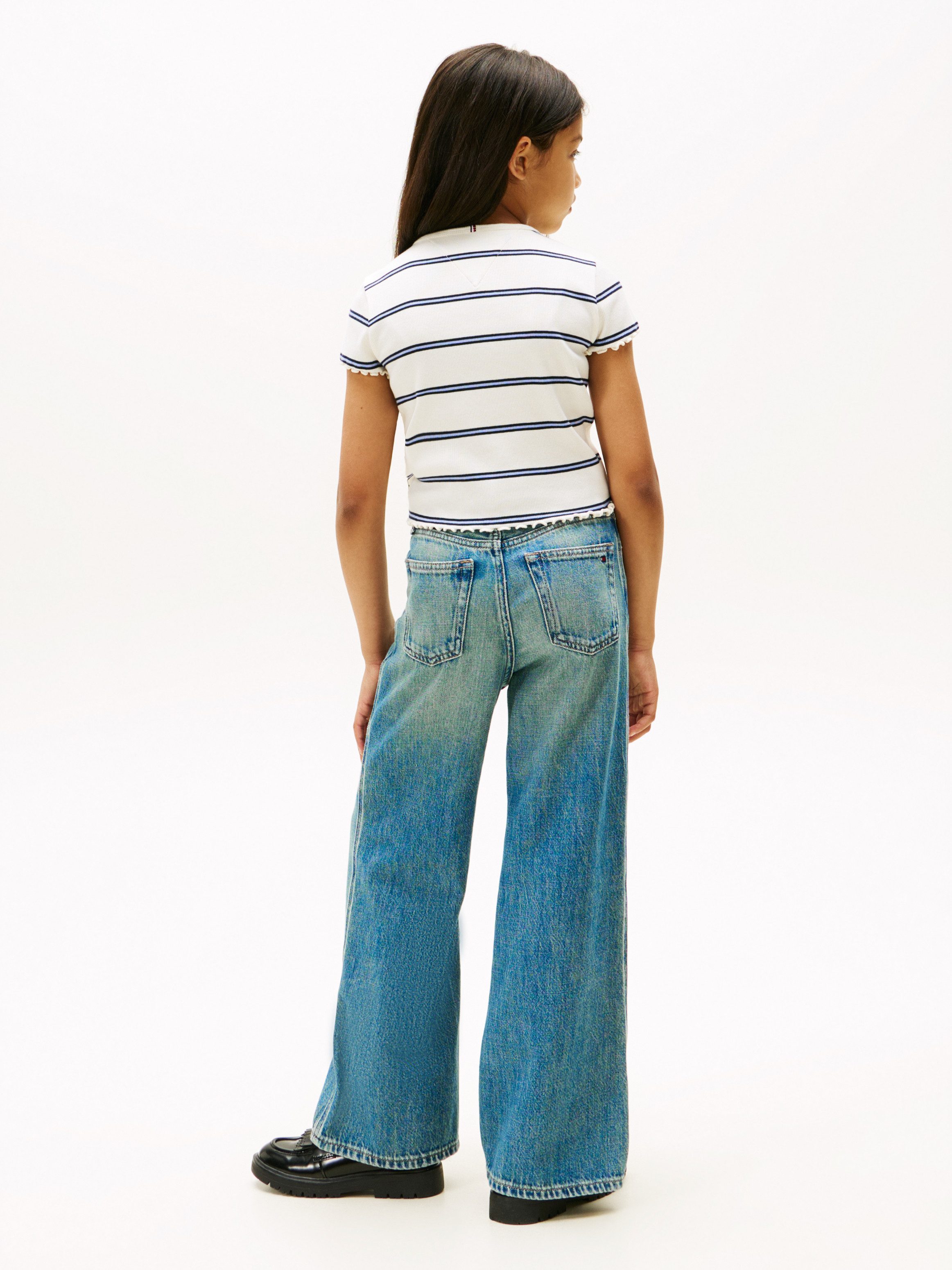 Tommy Hilfiger T-shirt ESSENTIAL RIB TOP SS met babylock-randen, met logo-borduursel