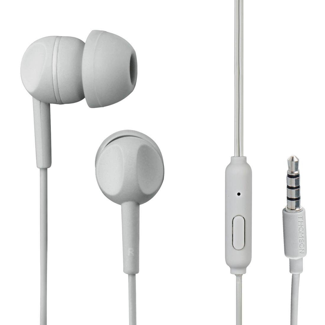 Thomson In-ear koptelefoon In Ear Hoofdtelefoon met Kabel en Geluidsisolatie, Microfoon, Grijs