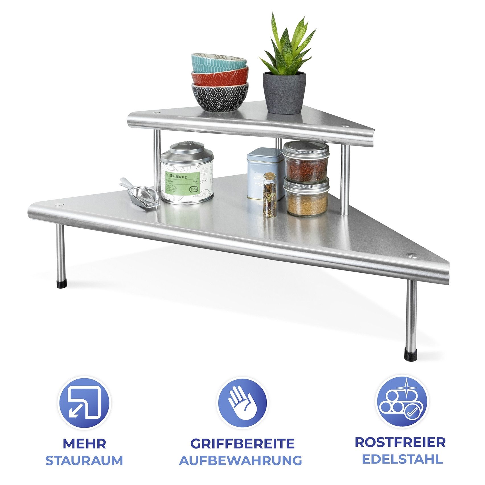 Maximex Keukenrek Massivo Duo Hoekrek voor de keuken, 2 planken, meer ruimte op het werkblad