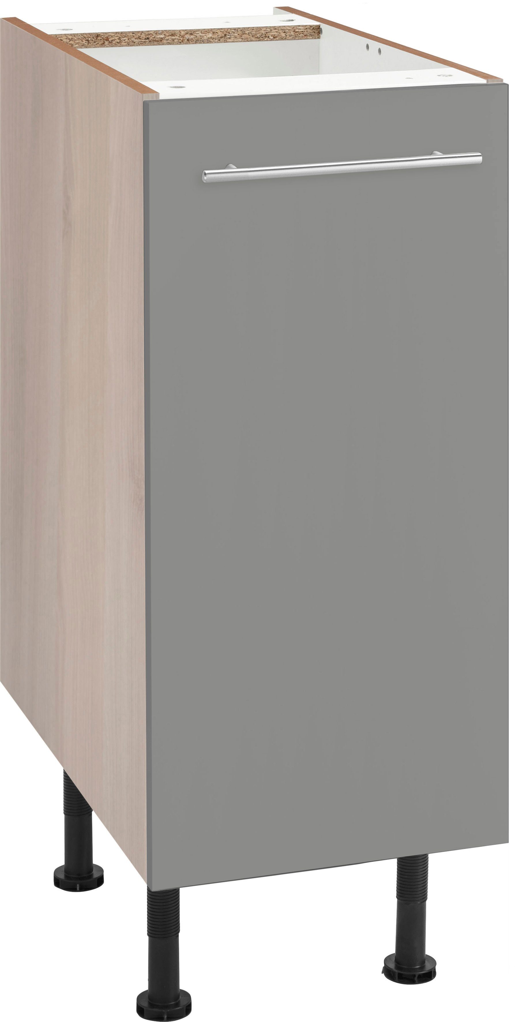OPTIFIT Onderkast Bern 30 cm breed, met 1 deur met in hoogte verstelbare voeten, met metalen greep onderkasten grijs