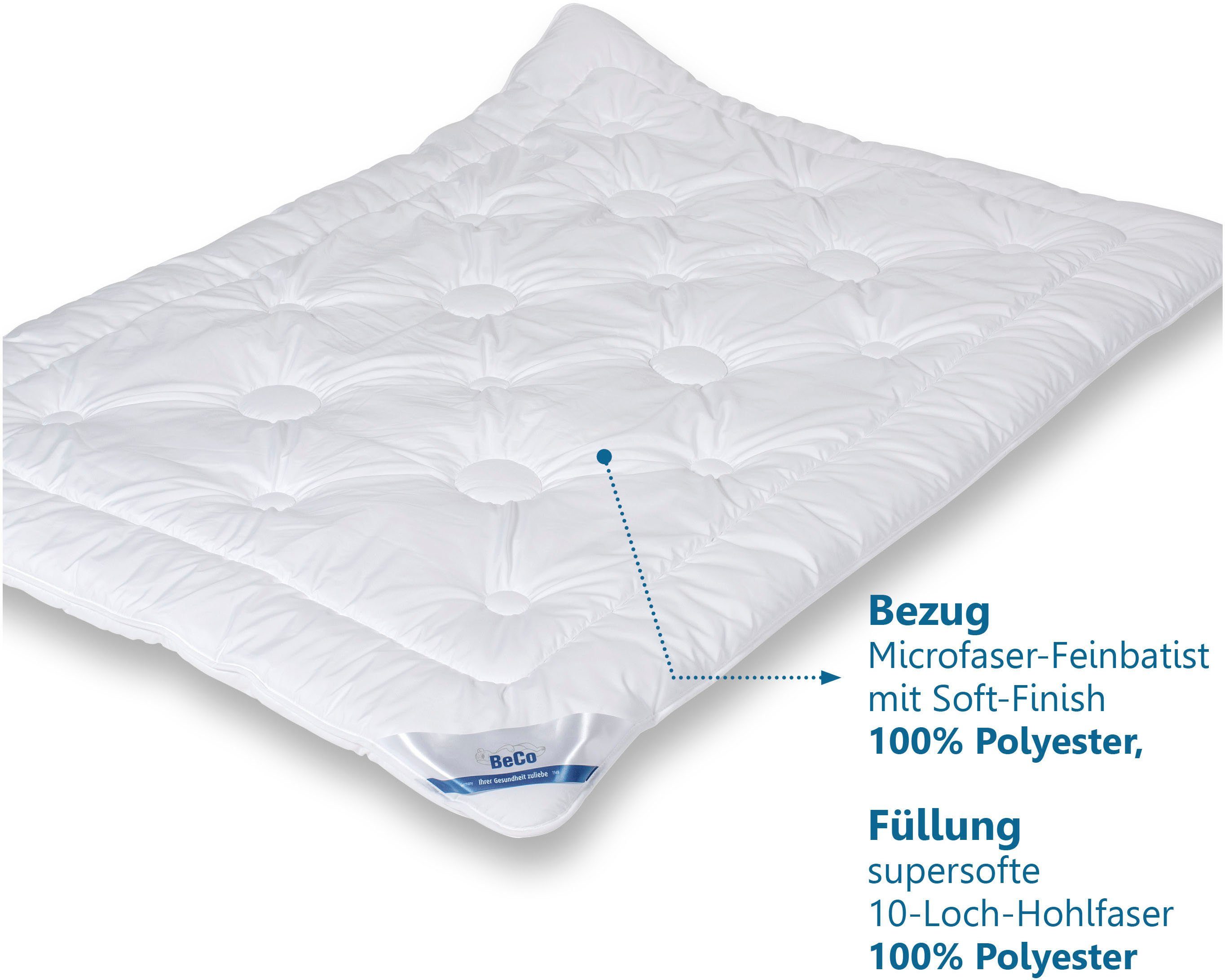 Beco Synthetisch dekbed + microfiberkussen Royal Soft Duo Dekbeddenset met hoofdkussen, 135x200 cm, zomer of winter