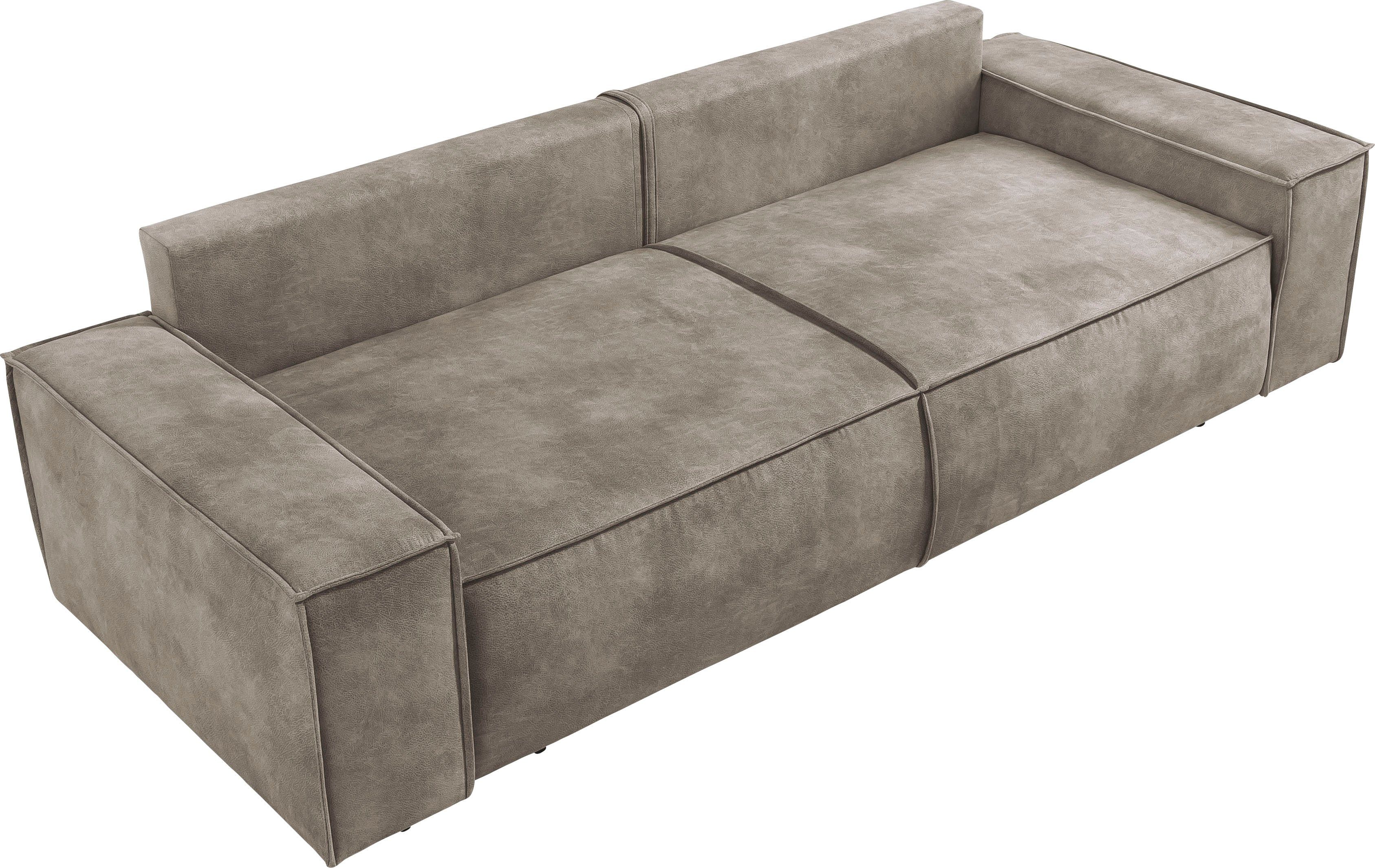Home affaire 3-zitsbank SHERWOOD slaapbank (257 cm) ribfluweel, velours, vintage lederlook