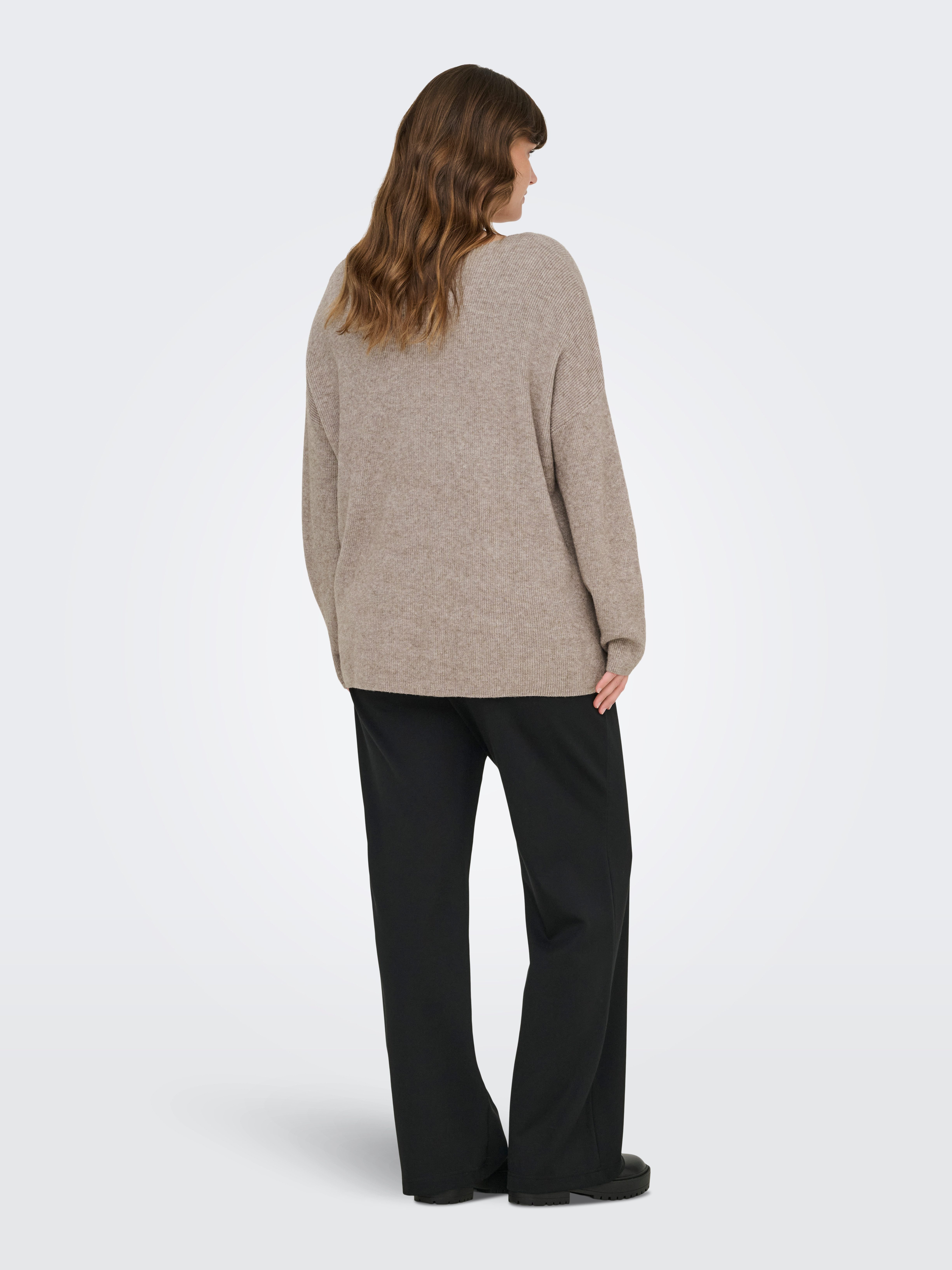 ONLY CARMAKOMA Trui met V-hals CARIBI LS RIB LOOSE V-NECK CC KNT