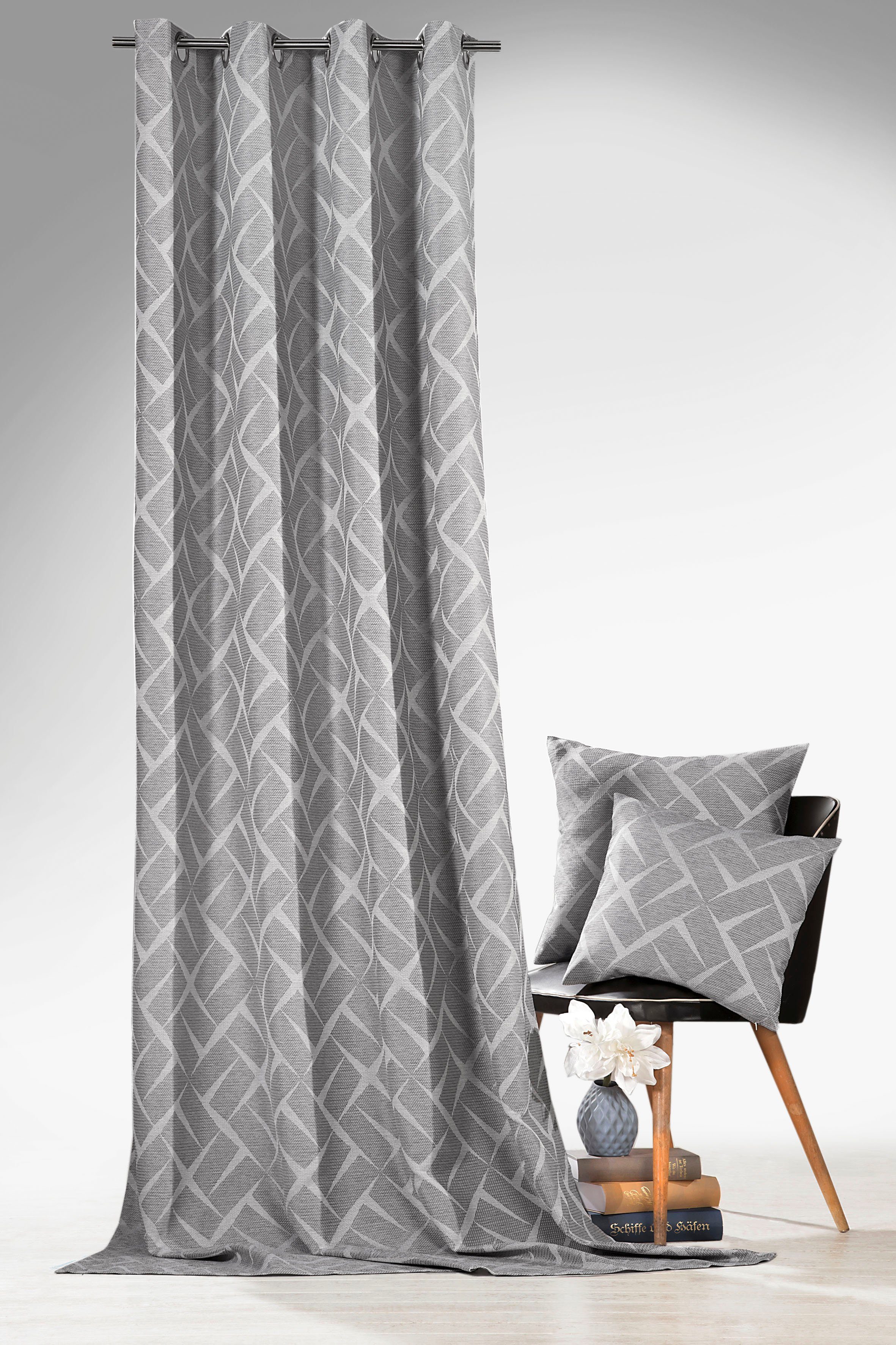 Weckbrodt Gordijn Jasper Jacquard, ogen, geweldige 3D-effect, ondoorzichtig, gordijn, store (1 stuk)