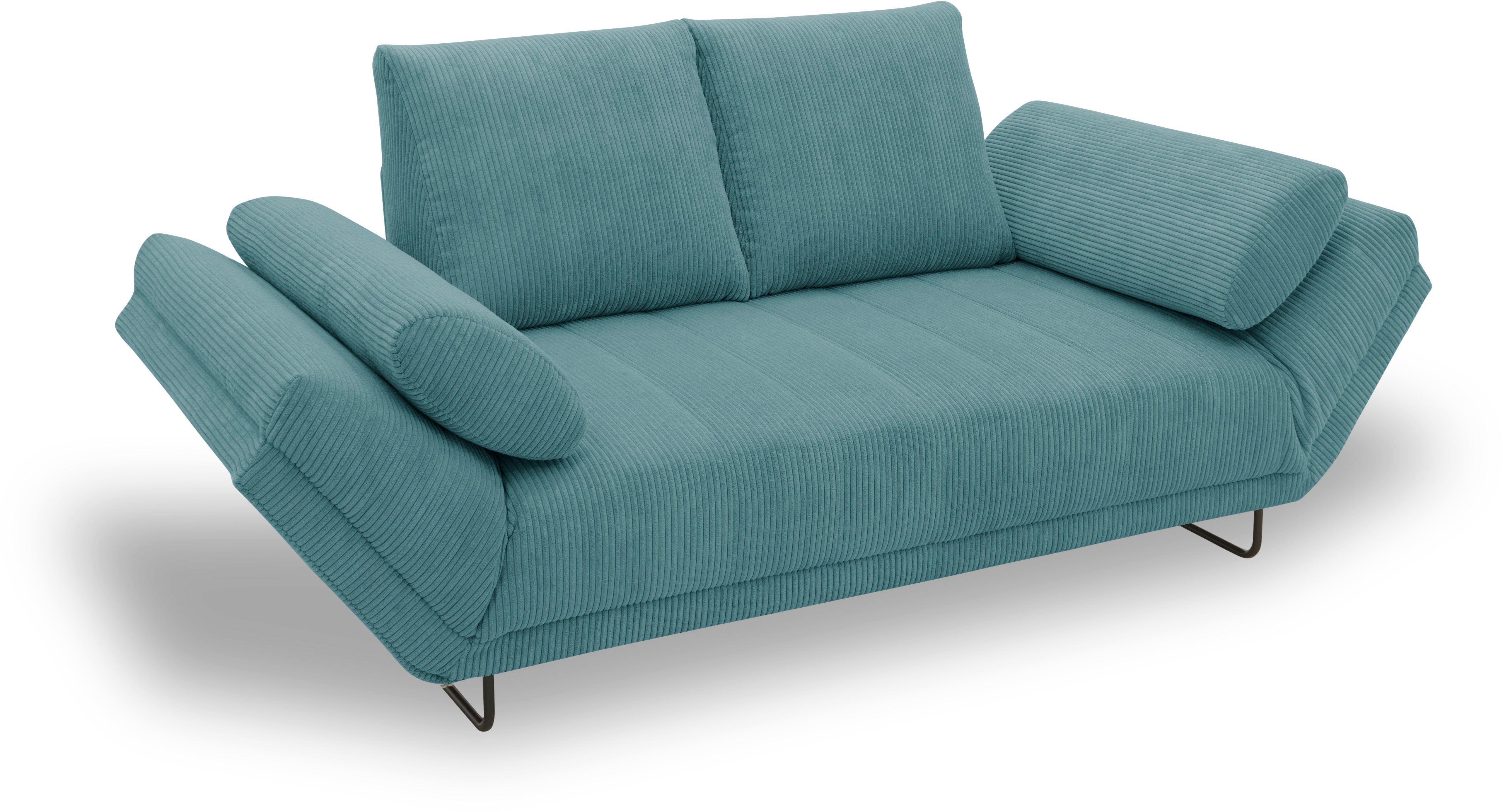 INOSIGN Slaapbank Jadelyn met inklapbare armleuningen, slaapbank met pocketvering, Breedte 250cm Binnenvering, ribfluwelen bekleding, incl. 2 armleuningkussens, ligoppervlak 97 x 250 cm