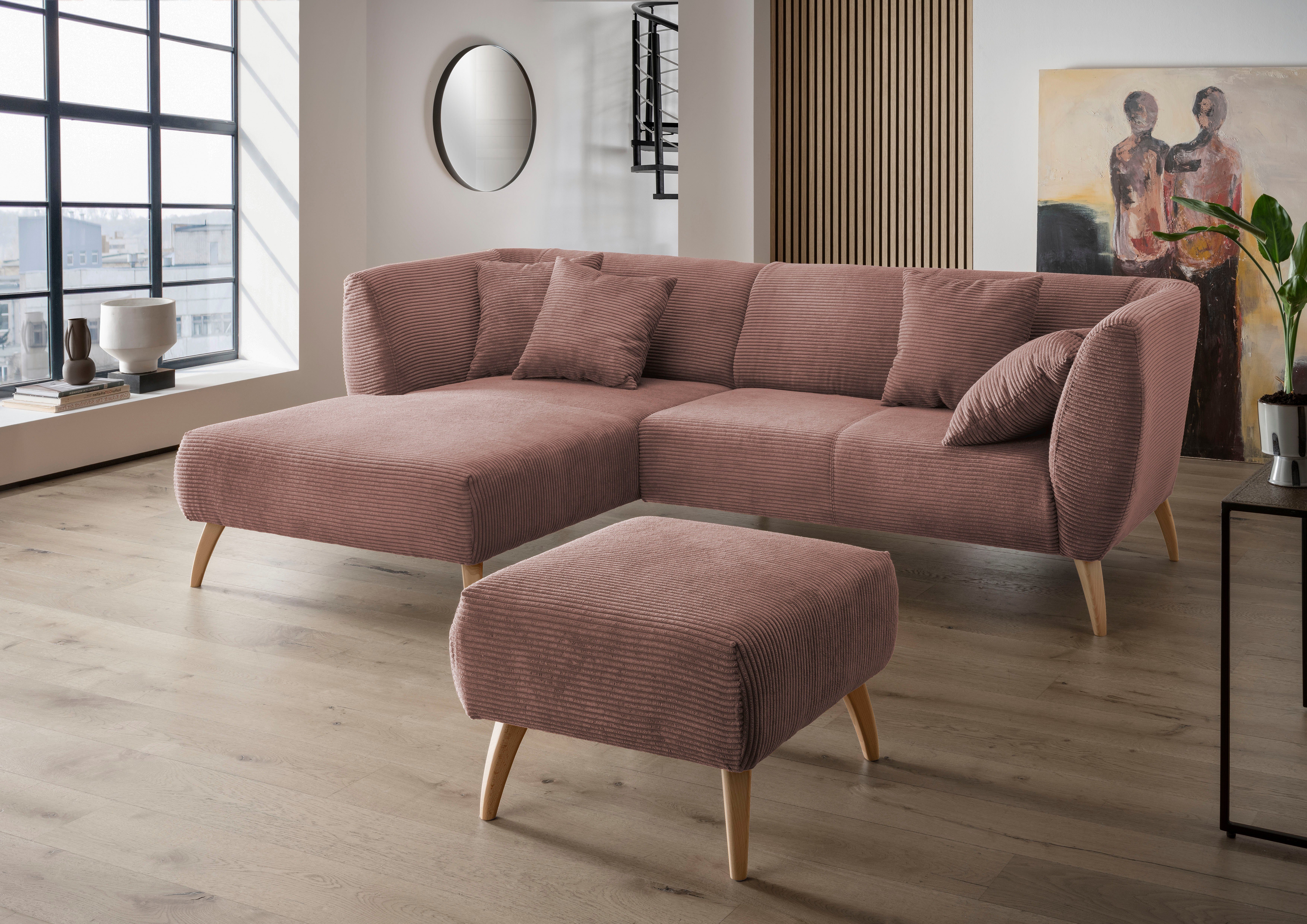INOSIGN Hoekbank Colori gestoffeerde meubelen met tijdloos elegante rugleuning. L-vorm roze, hoekbanken, 264 cm