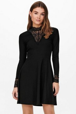 only kanten jurk onlnella l-s lace mix dress zwart