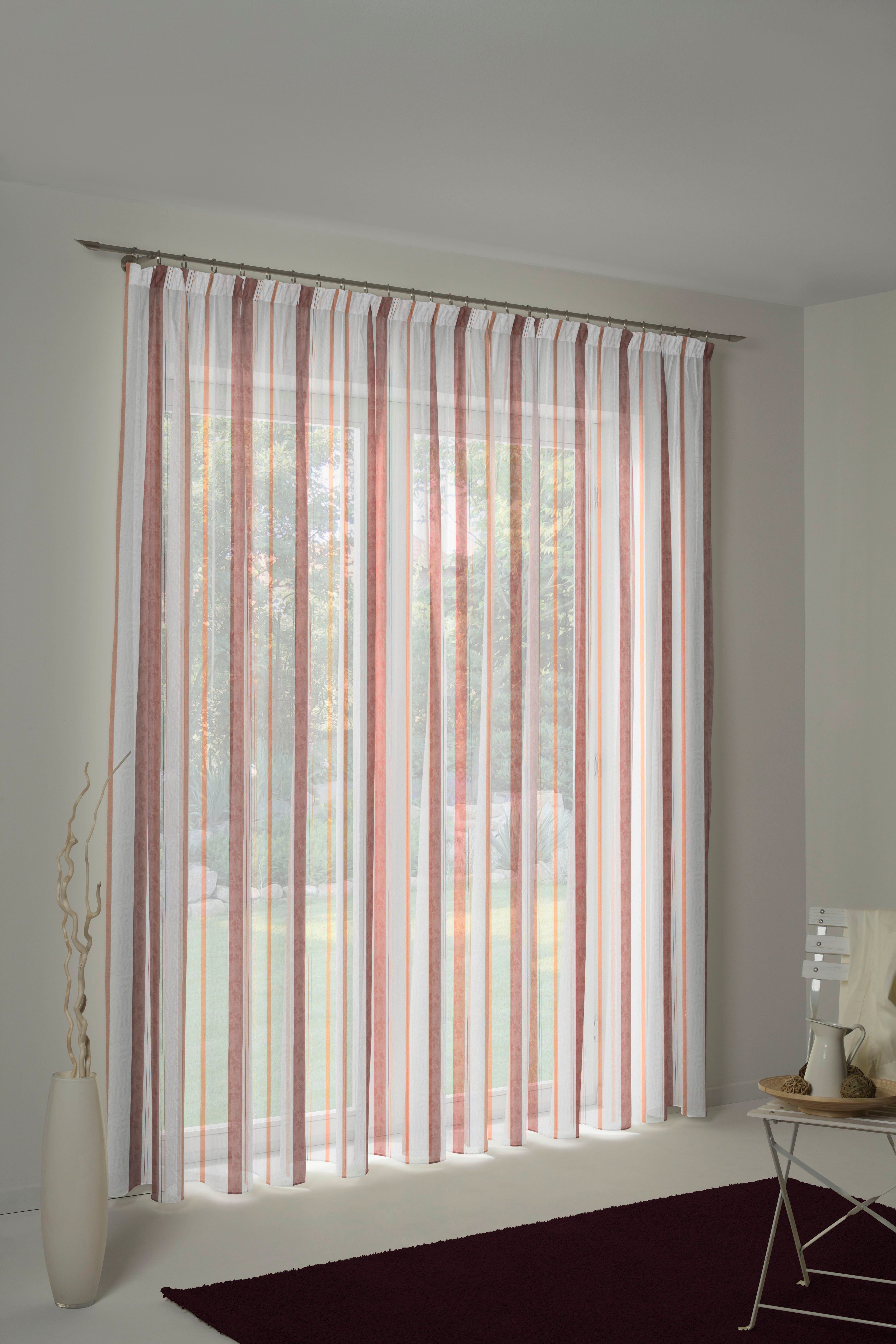 Wirth Gordijn NICOLE (1 stuk) kant & klaar gordijnen maat hxb: 120x750 cm oranje